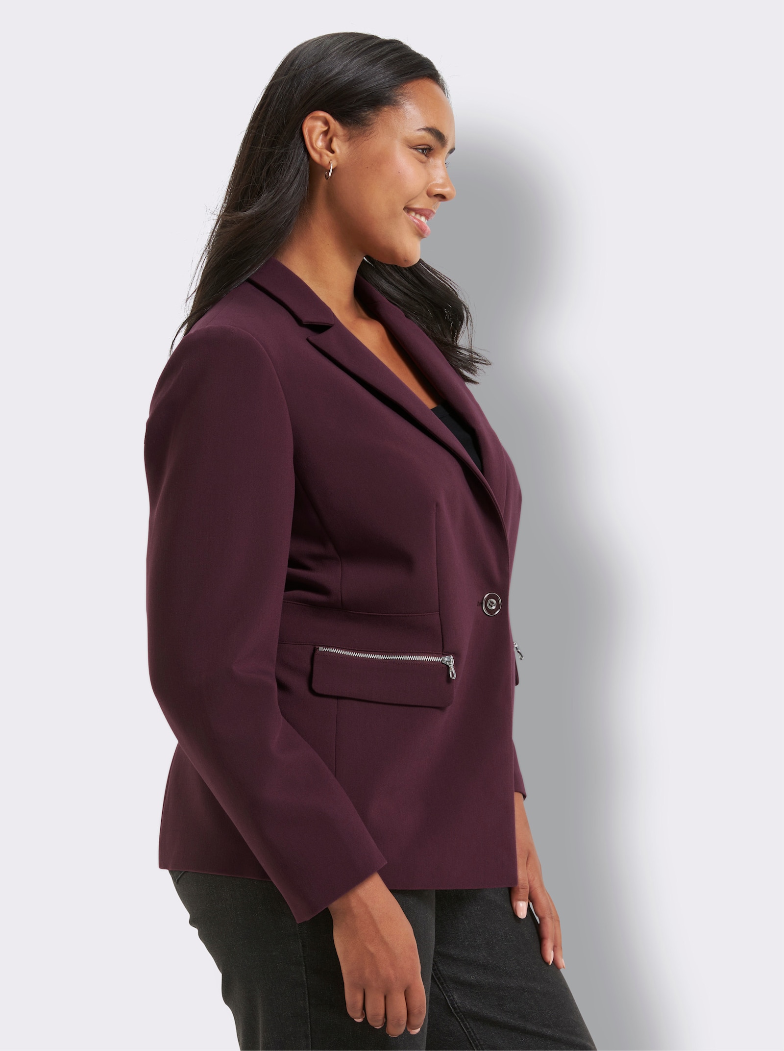 Blazer mit Zier-Reißverschlüssen - burgund