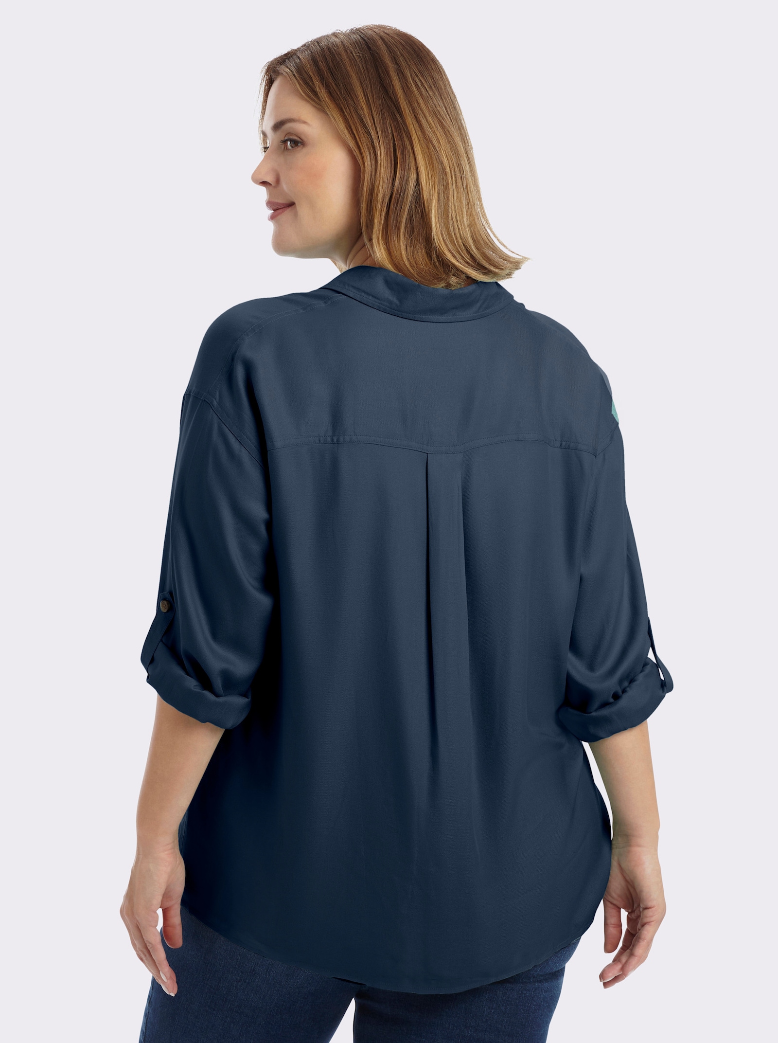 Hemdbluse aus reiner Viskose - dunkelblau