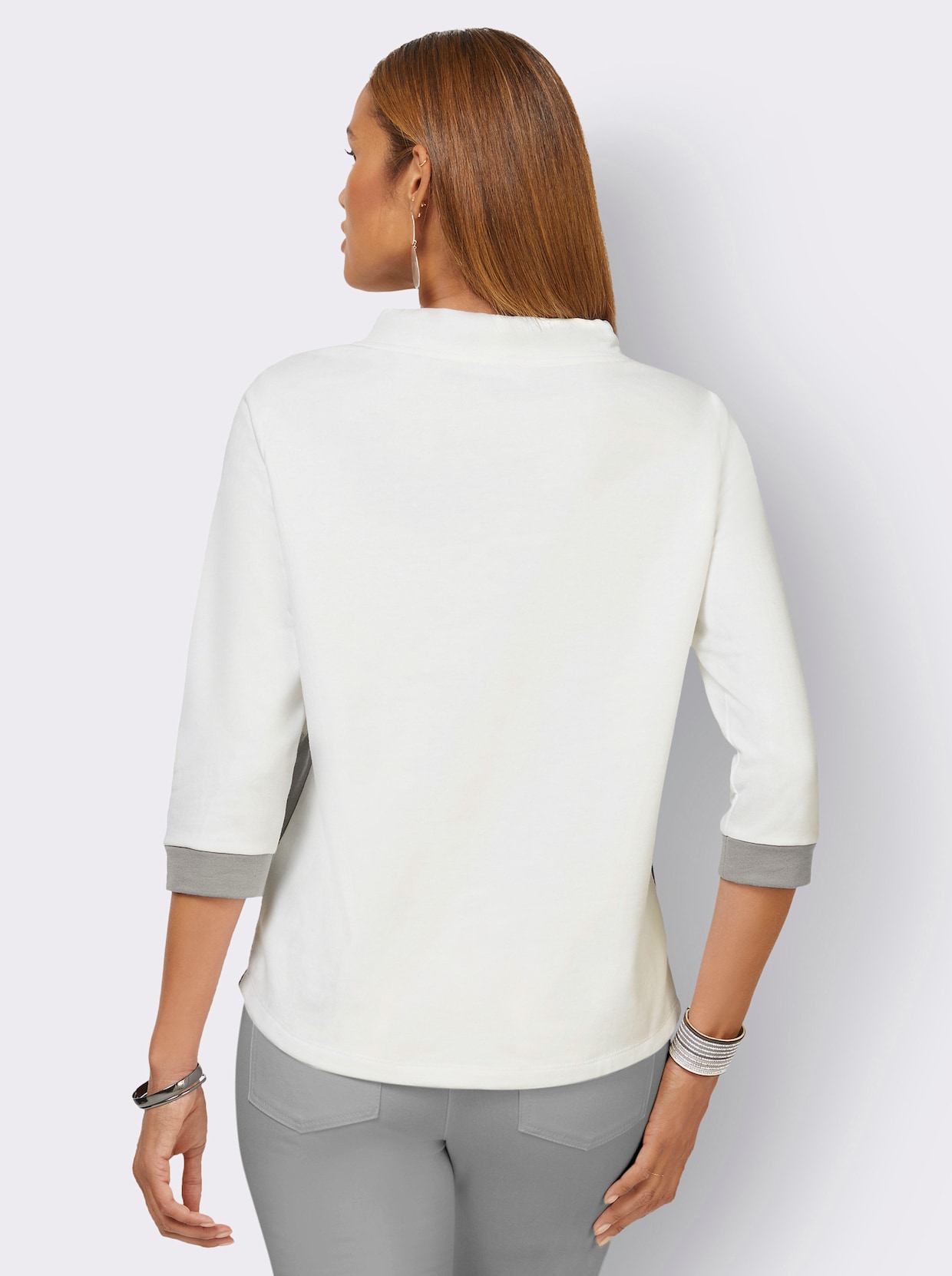 Sweat-shirt - blanc-gris pierre imprimé