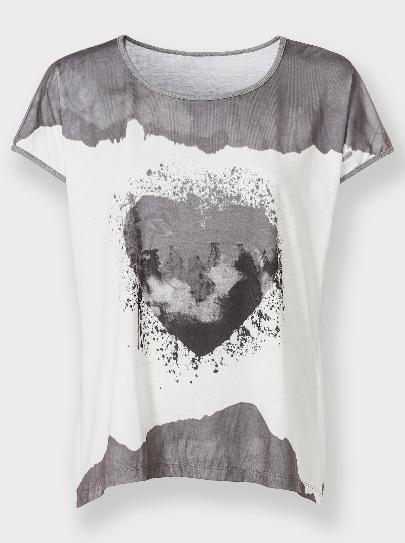 heine Kurzarmshirt mit Herz-Motiv - grau