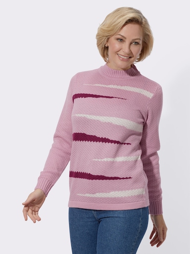 Pullover - rosé-ecru-gemustert