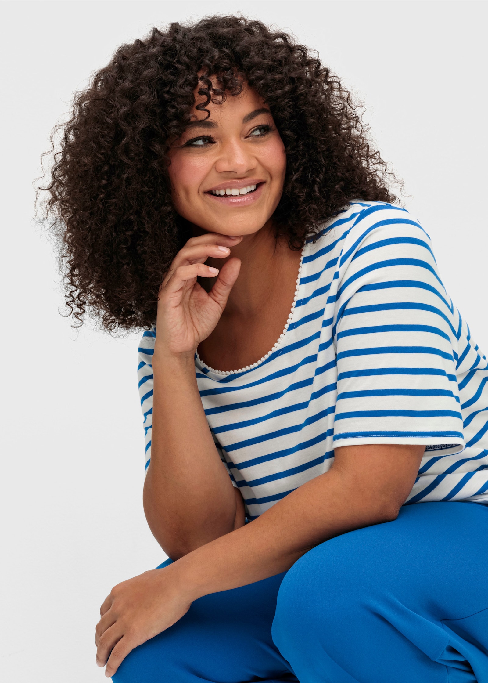 sheego Rundhalsshirt mit Streifenmuster - ecru-gestreift