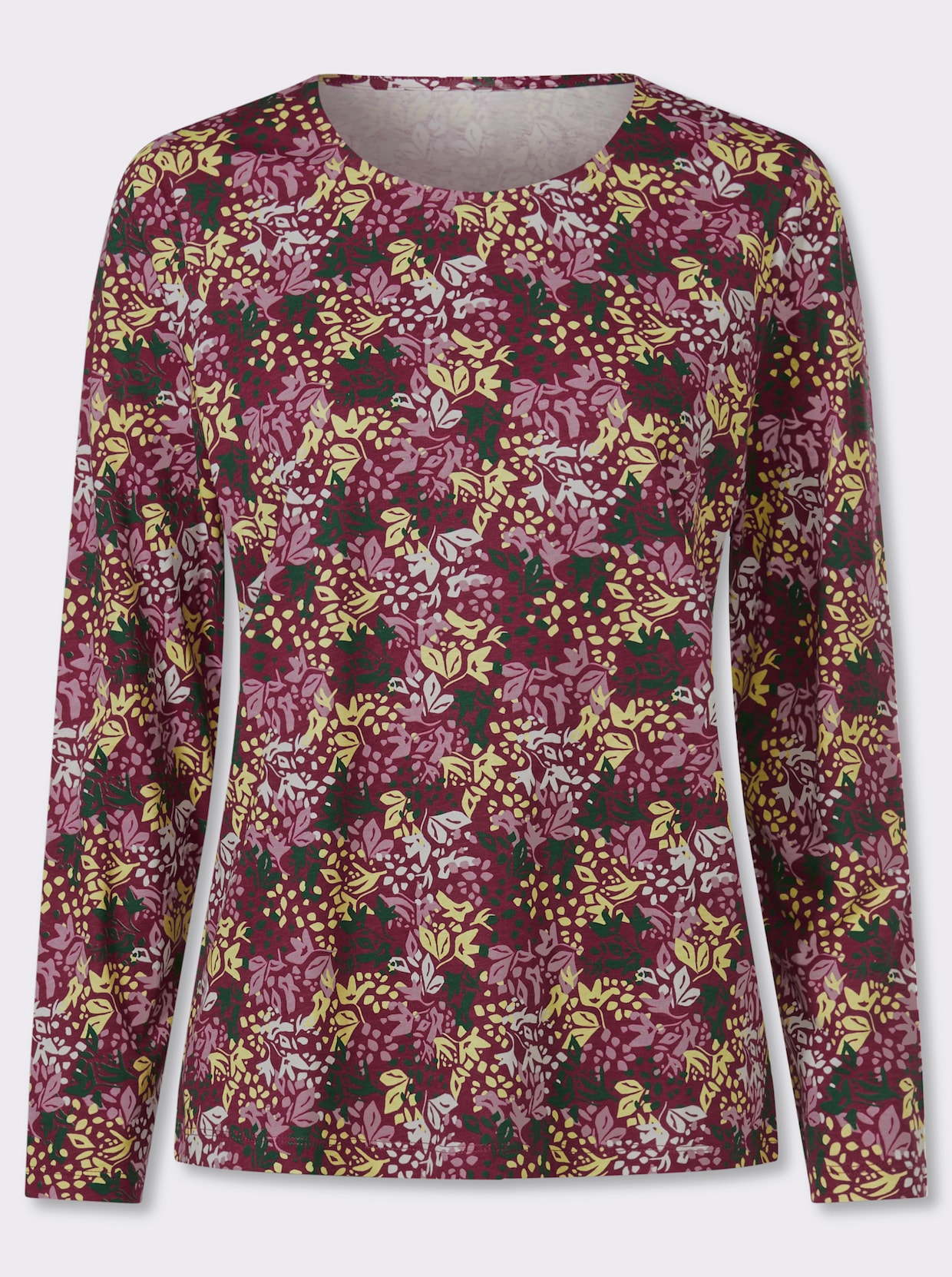 Langarmshirt mit Blumen-Muster - bordeaux-mauve-bedruckt