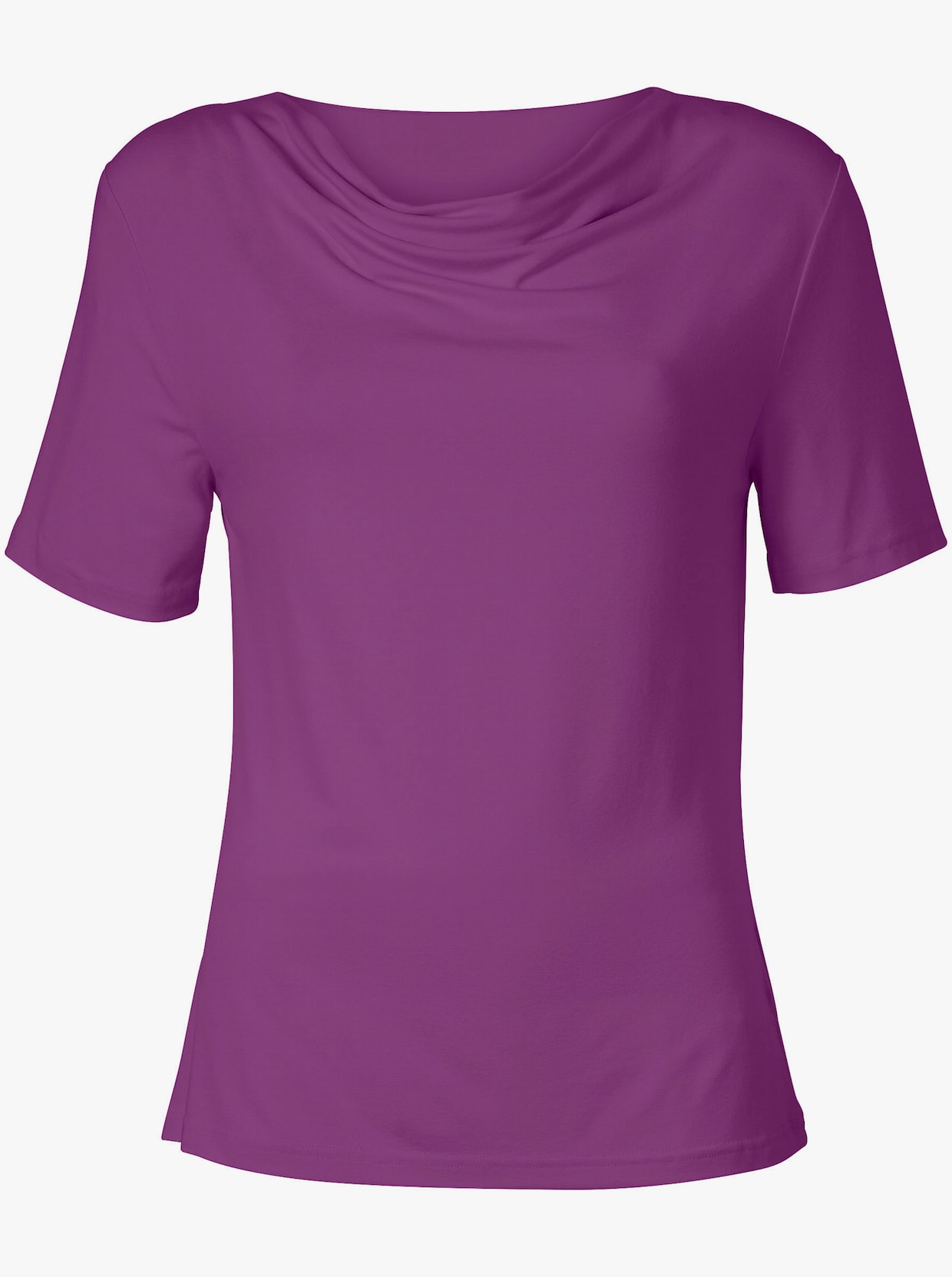 Tričko s řaseným výstřihem - fialová