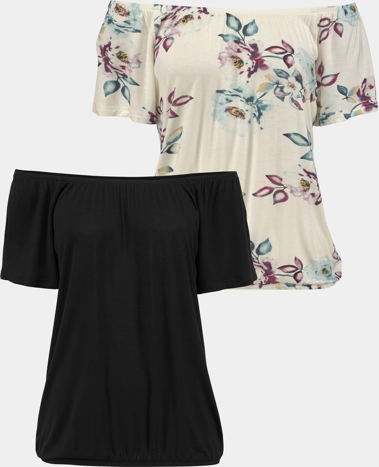 LASCANA Carmenshirt - creme-gemustert, schwarz