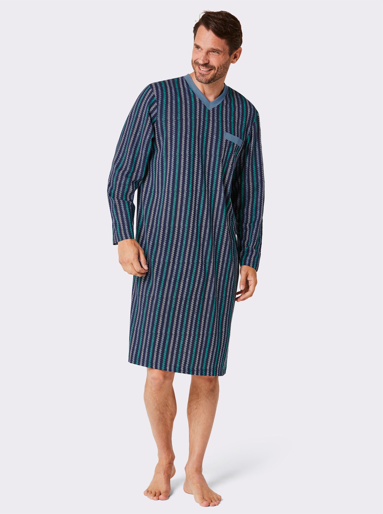 wäschepur men Nachthemden - marine bedrukt + middenblauw