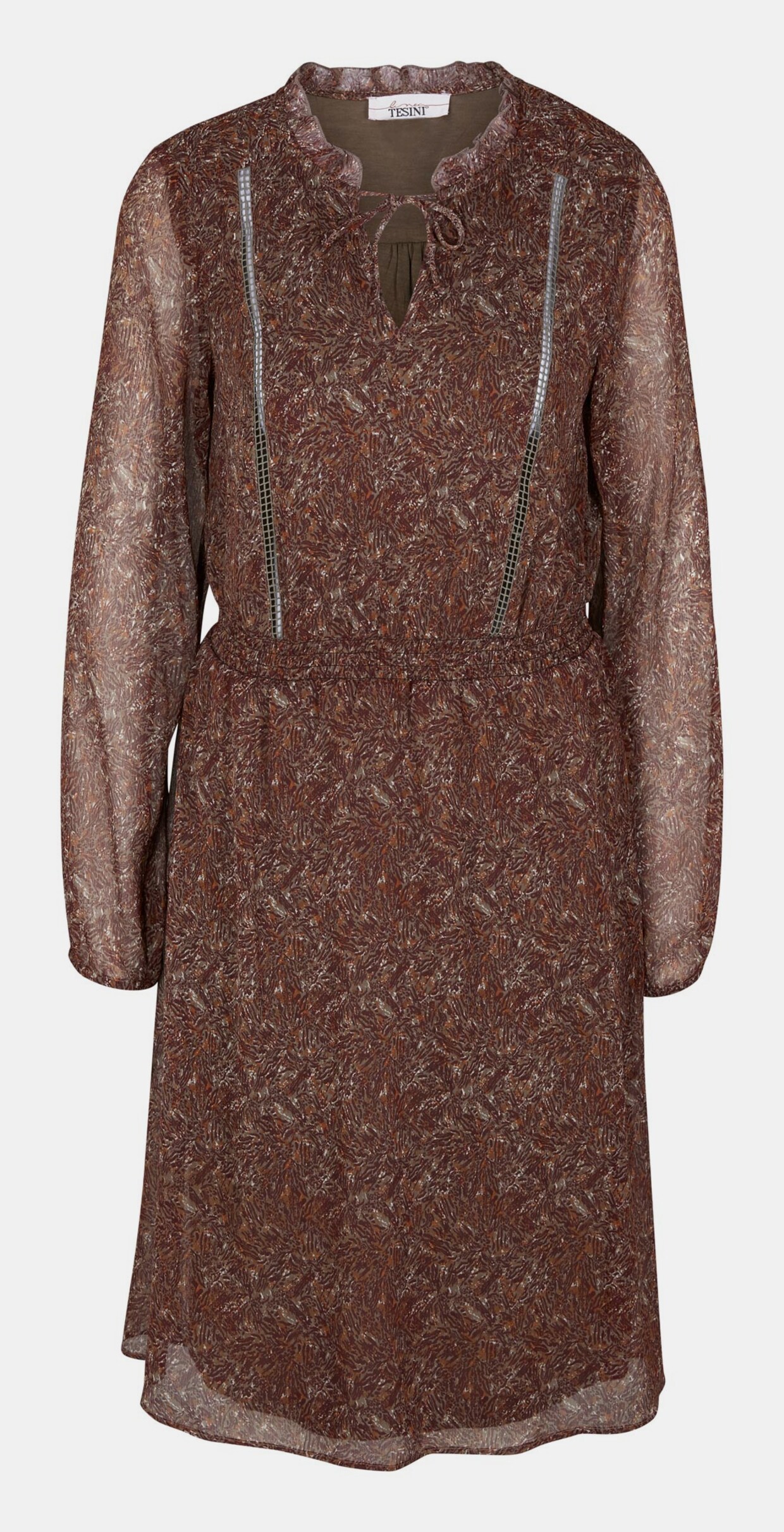 Linea Tesini Druck-Kleid - taupe-schokobraun