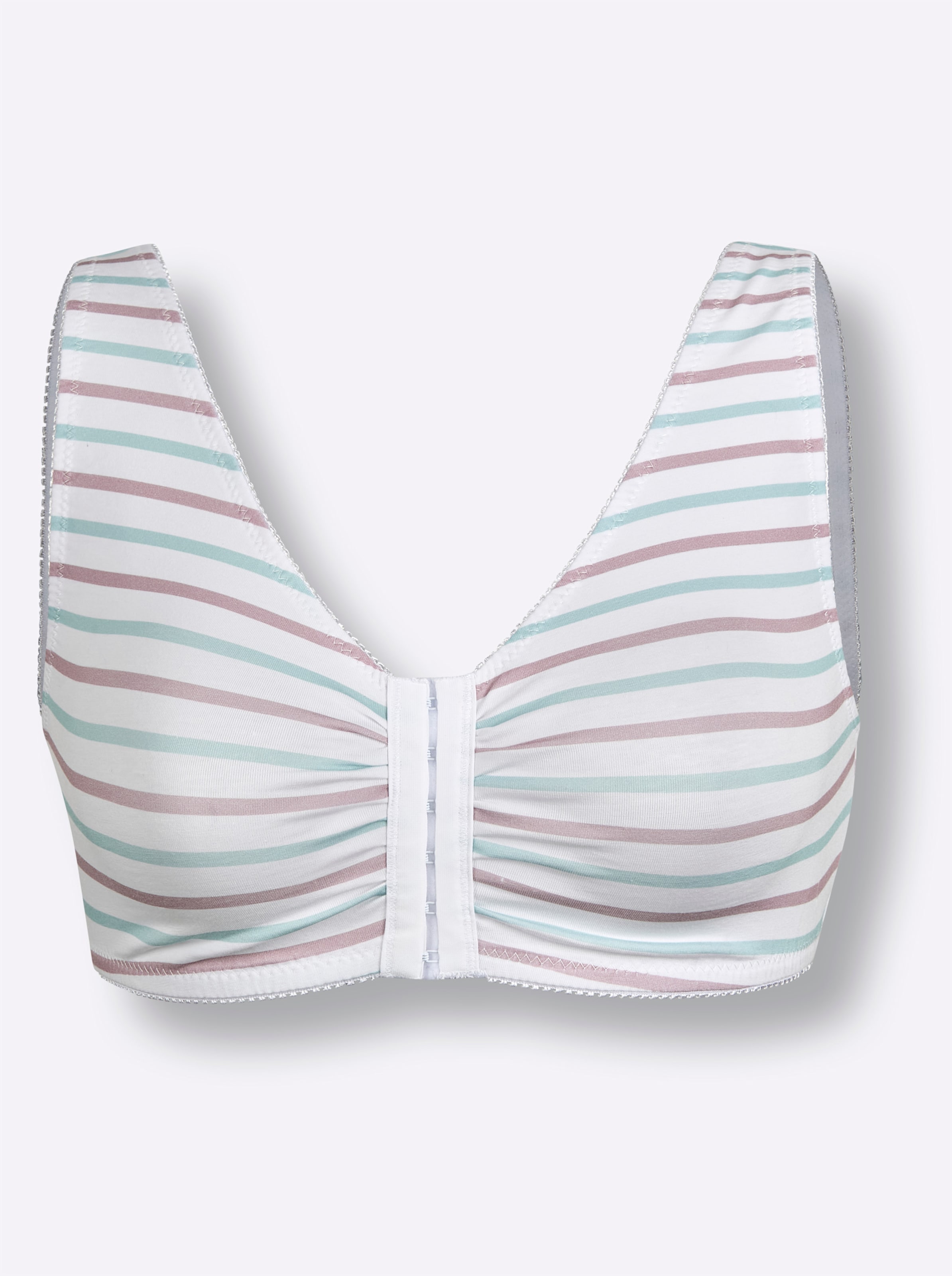 Wäschepur Damen Weiß-Mauve-Mint-Gestreift Bustier - Bild 2