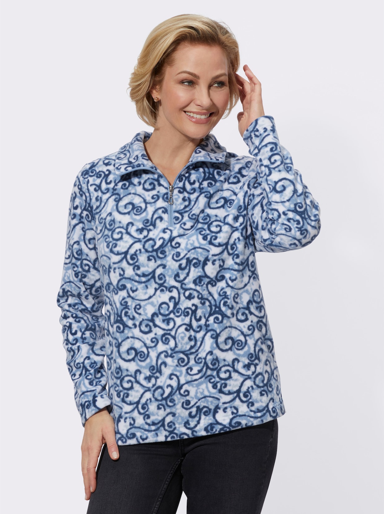 Fleece-Shirt - bleu-jeansblau-bedruckt