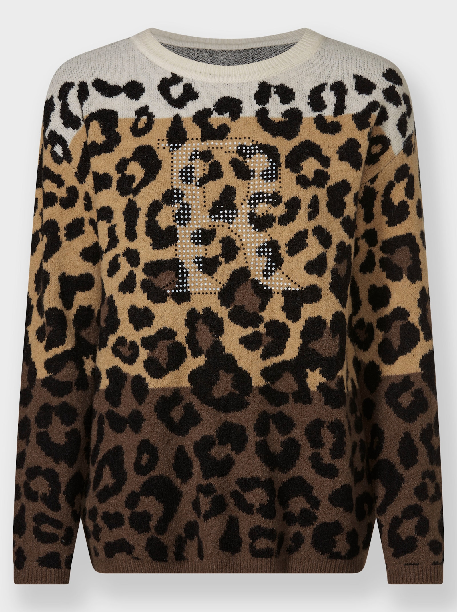 heine Jacquard-Pullover mit Leo-Dessin - schwarz-braun-gemustert