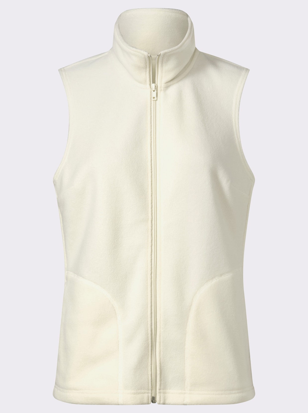 Fleecegilet met opstaande kraag - ecru