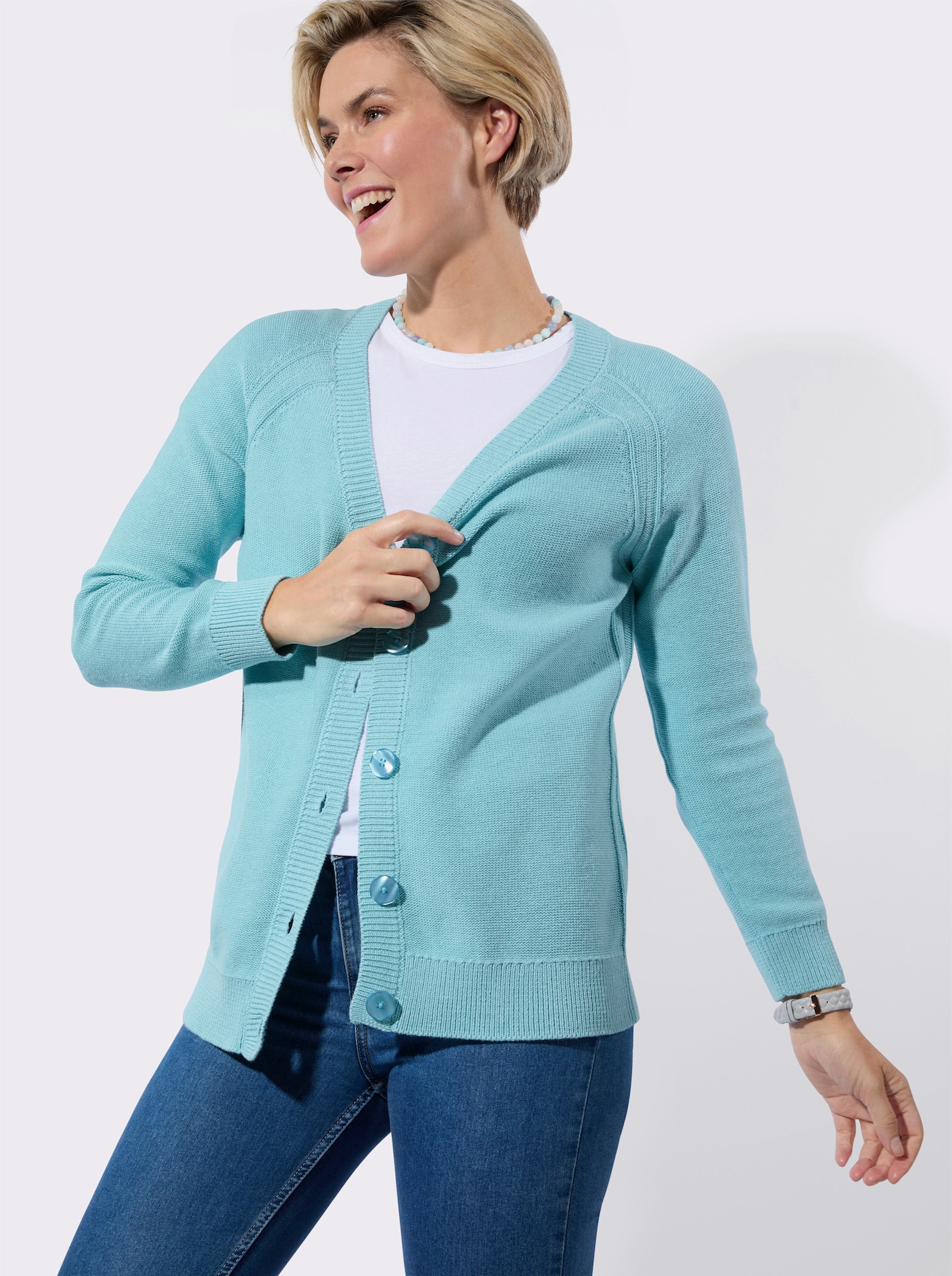 Strickjacke - aquamarin