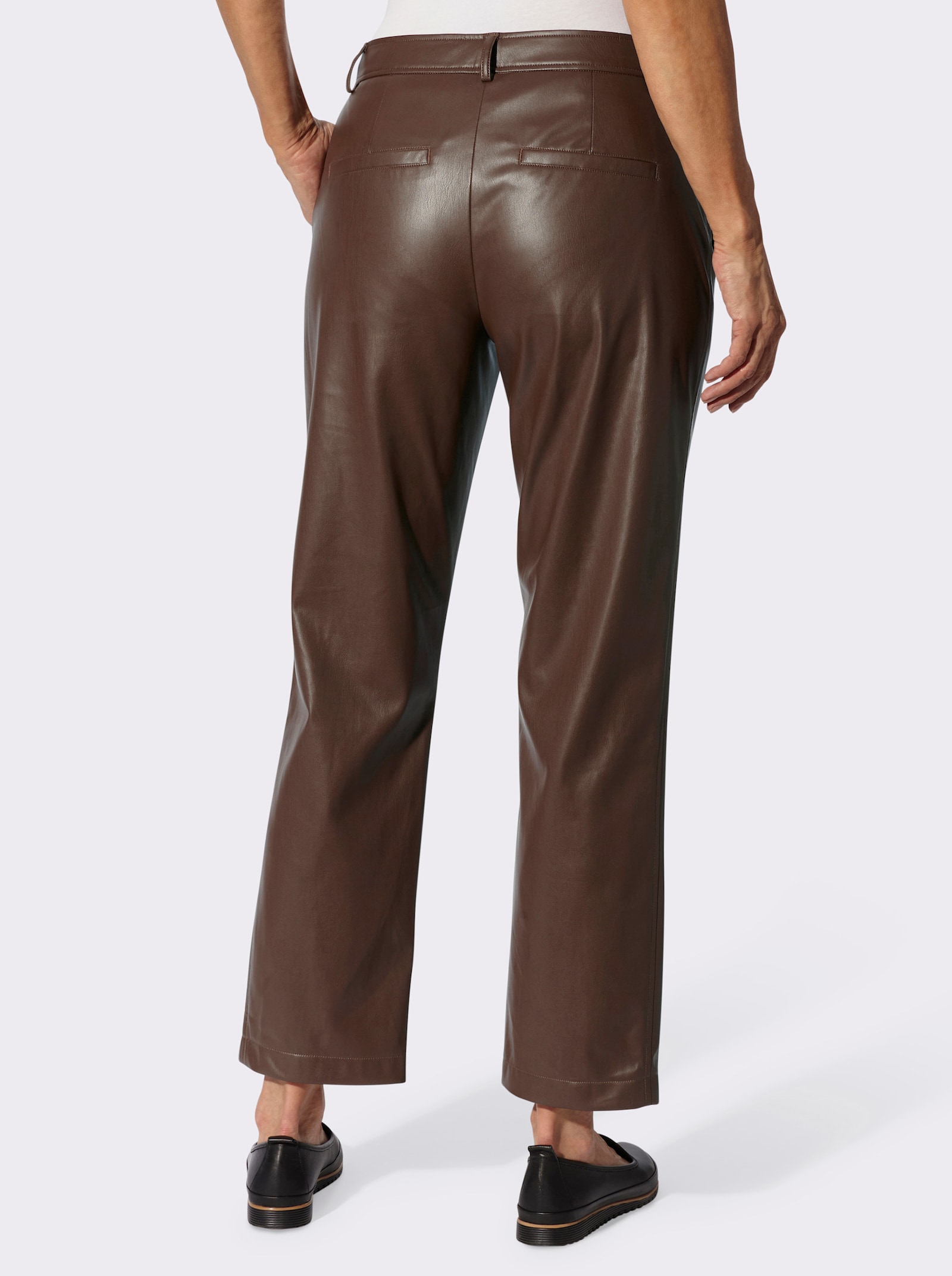 Lederimitathose mit Teilungsnaht vorne - schoko