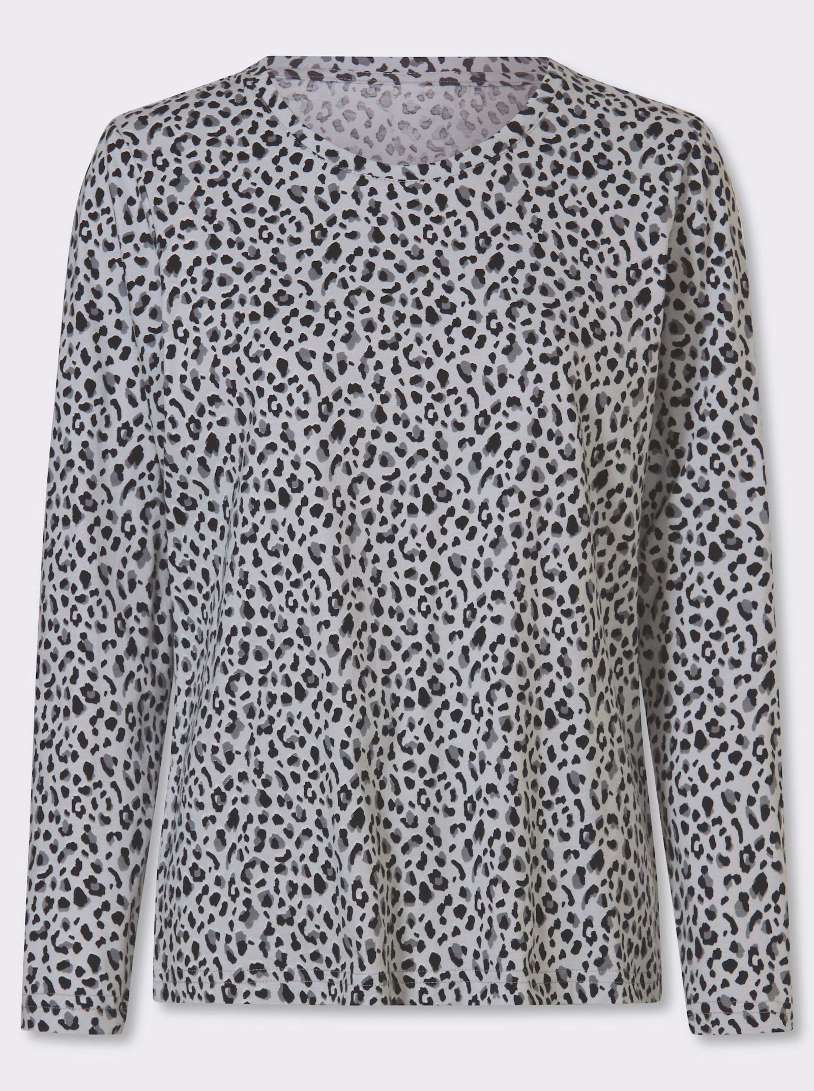 Print-Shirt mit Leo-Dessin - hellgrau-schwarz-bedruckt