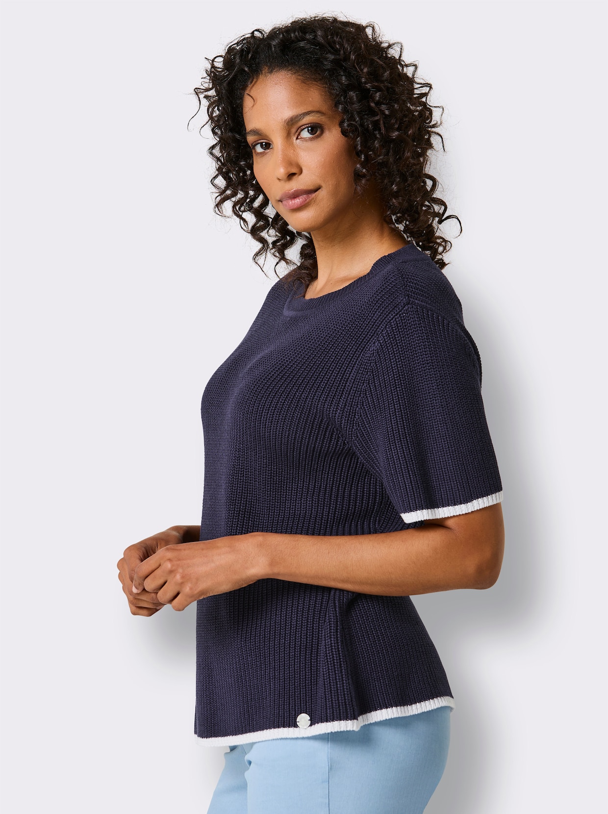 CREATION L PREMIUM Kurzarmpullover - marine