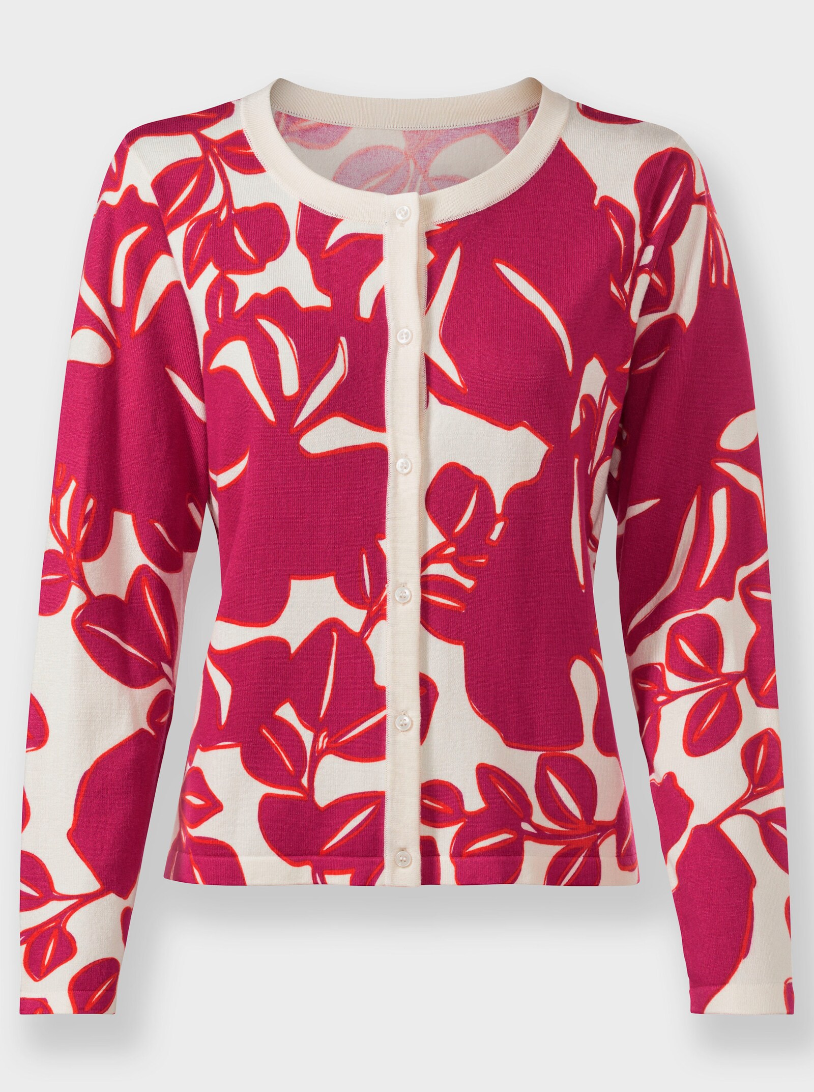 heine Jack van fijntricot met bloemenprint - champagne/pink bedrukt