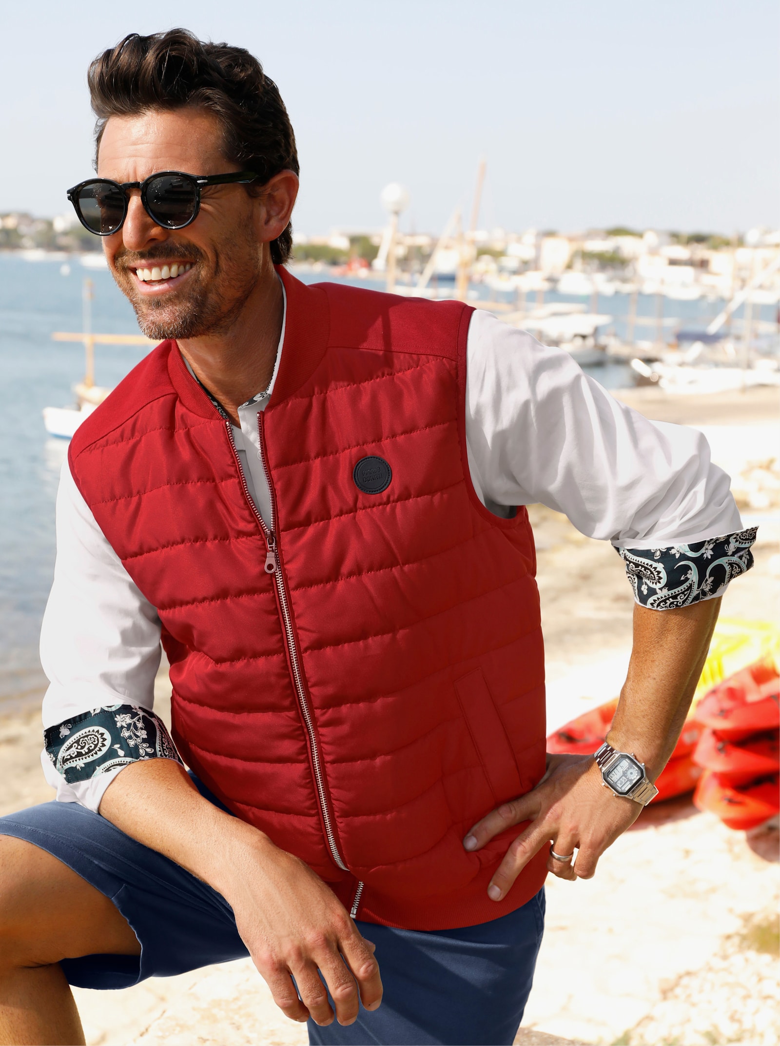 Marco Donati Steppweste mit Stehkragen, pflegeleicht - kirsche