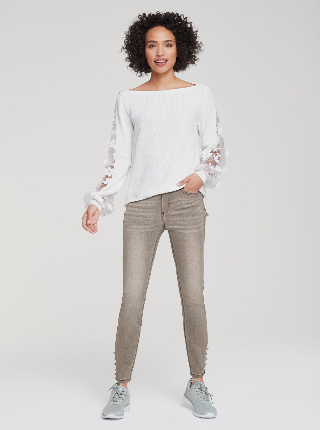 Strickpullover - wollweiß