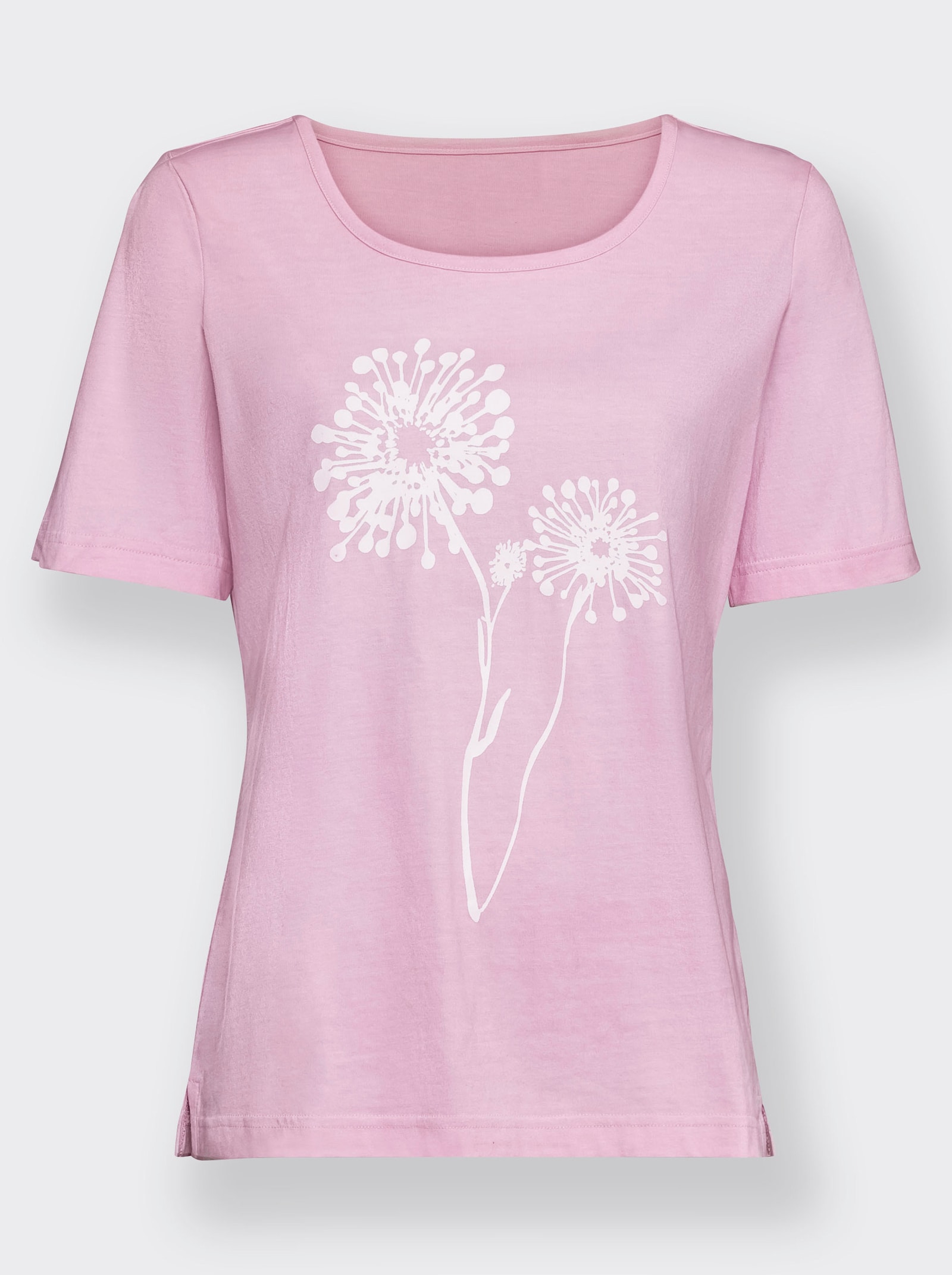 Print-Shirt aus reiner Baumwolle - rosé