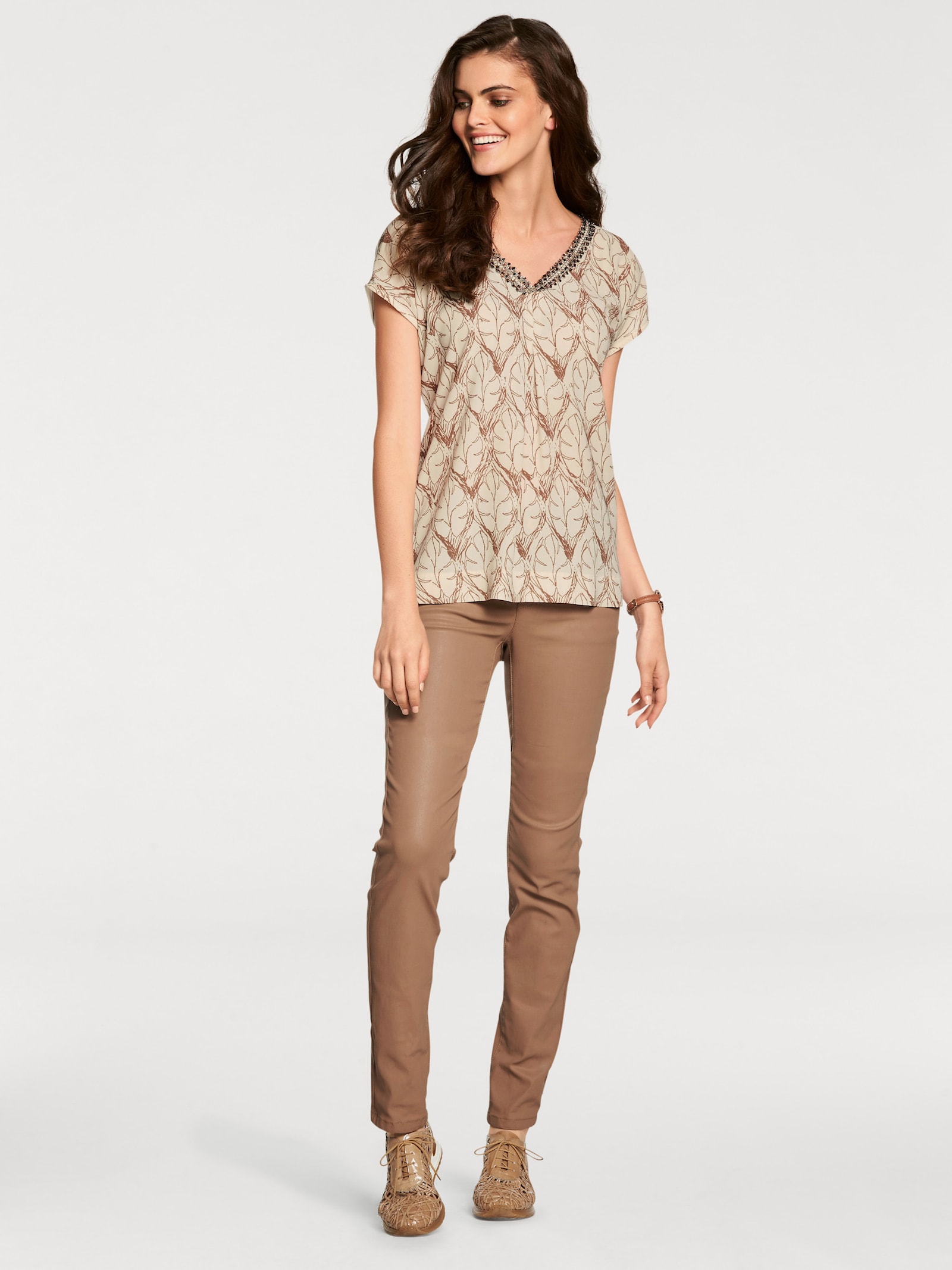 heine Röhrenhose in Stretch-Qualität - nougat