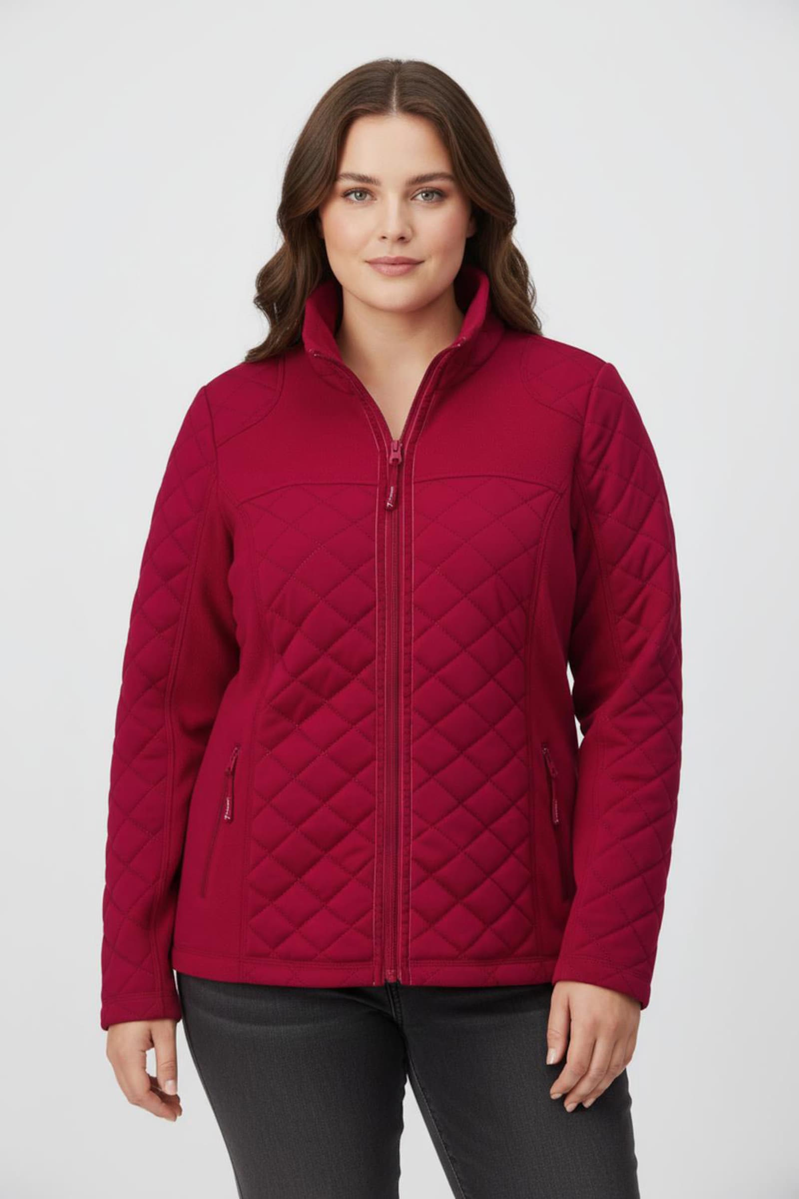 Fleecejacke mit Reißverschluss-Taschen - rot