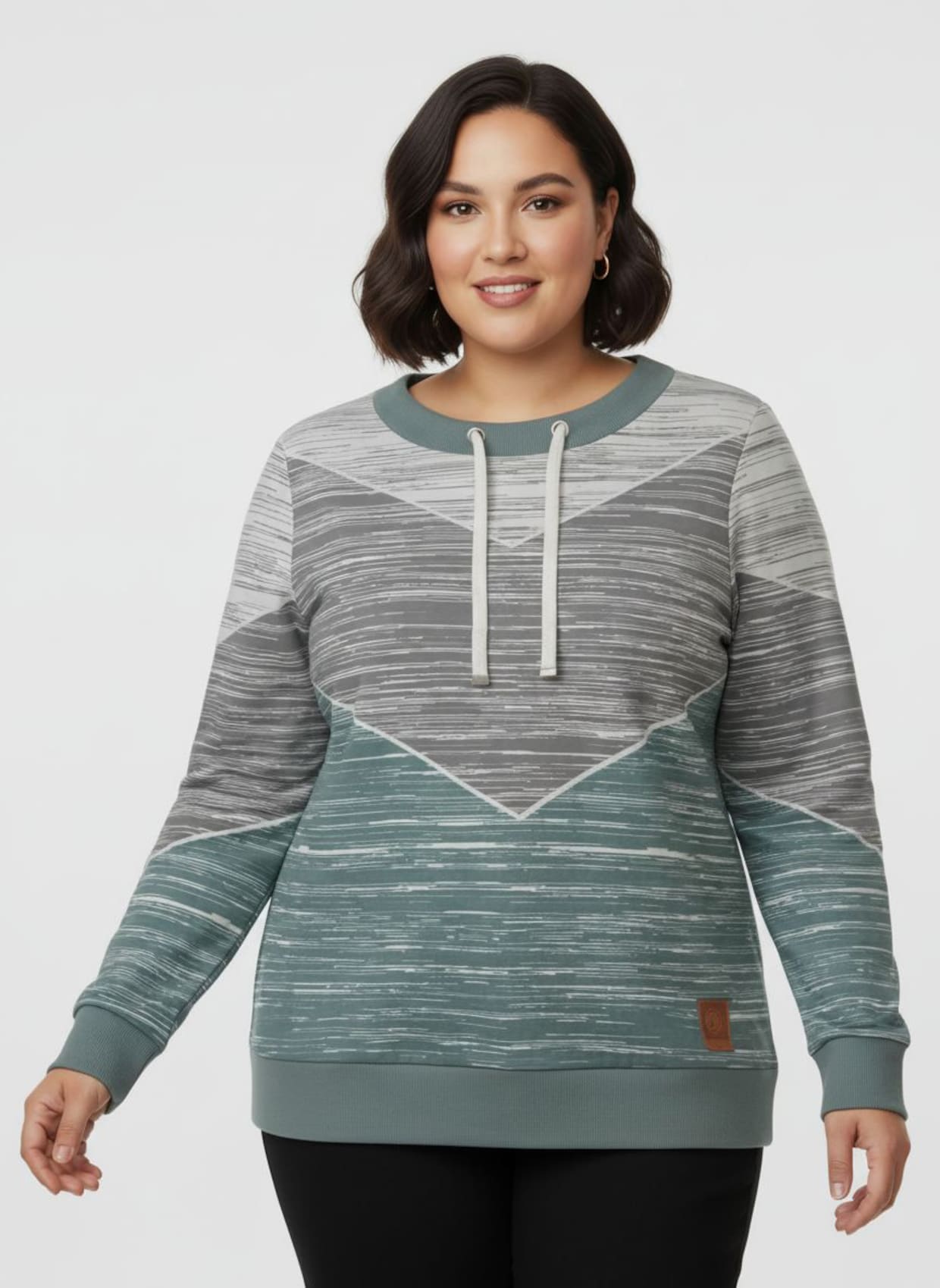 Sweatshirt mit variierbarem Rundhals-Ausschnitt - jade-ecru