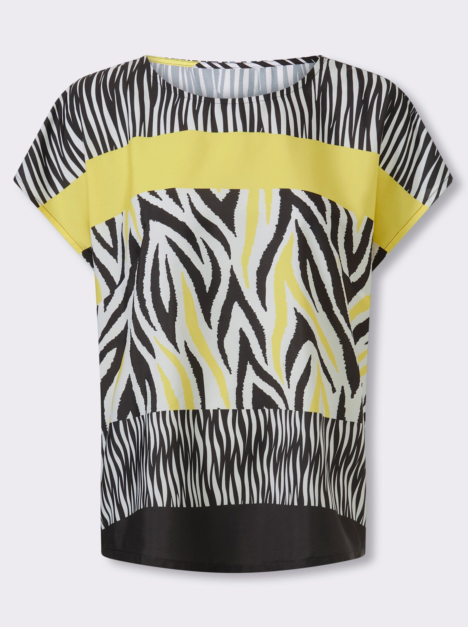 Schlupfbluse mit Animal-Print - schwarz-weiß-bedruckt