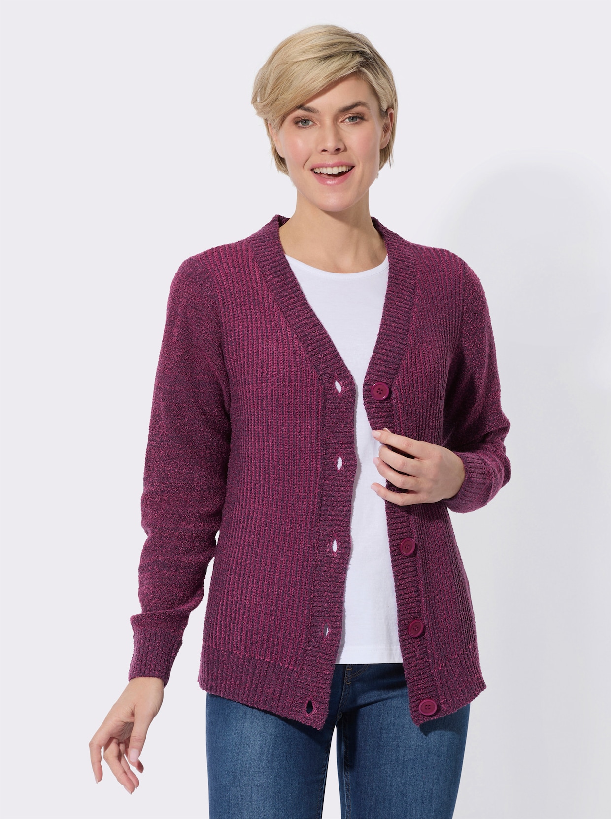 Strickjacke - traube-erika-meliert