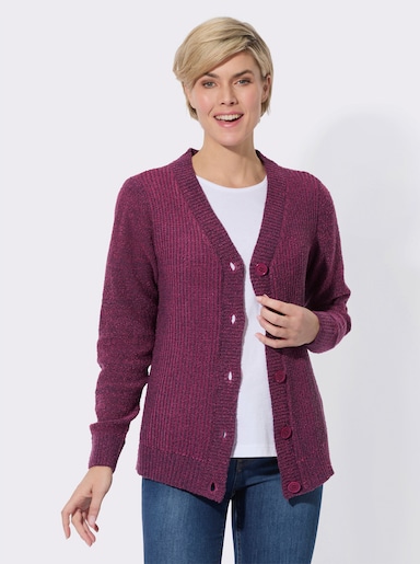 Strickjacke in streckender Ripp-Optik - traube-erika-meliert