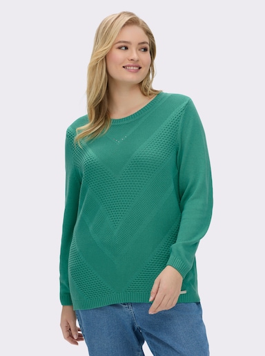 Langarm-Pullover mit Metallplättchen-Applikationen - smaragd