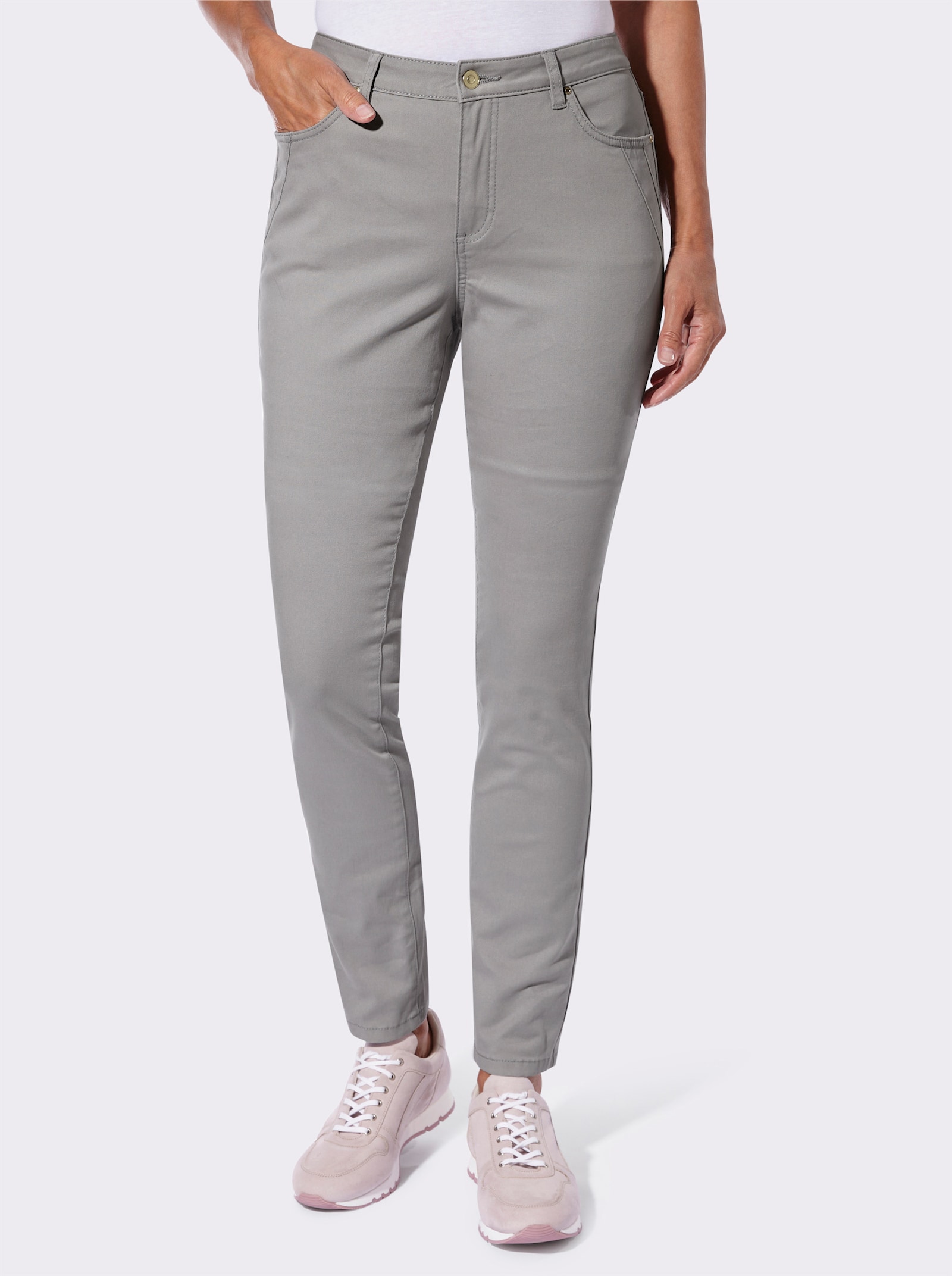 5-Pocket-Jeans mit Ziernähten - steingrau