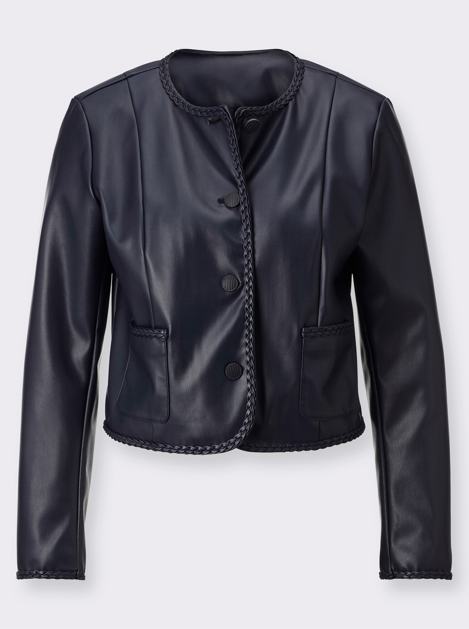 Mainpol Blazer van imitatieleer met sierband - marine