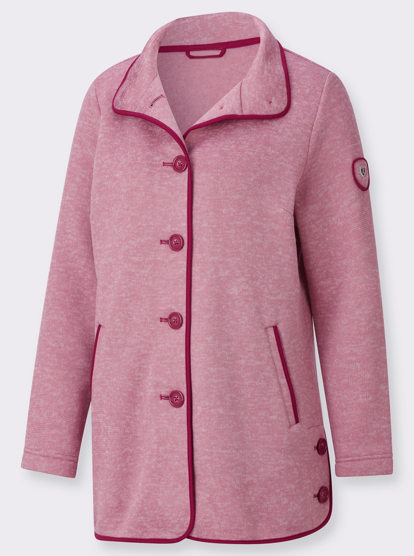 Fleecejacke mit hohen Seitenschlitzen - altrosa-meliert