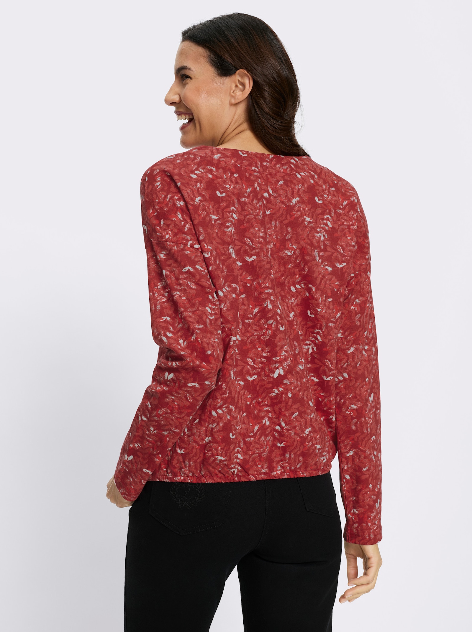 Print-Shirt - kirsche-grau-bedruckt