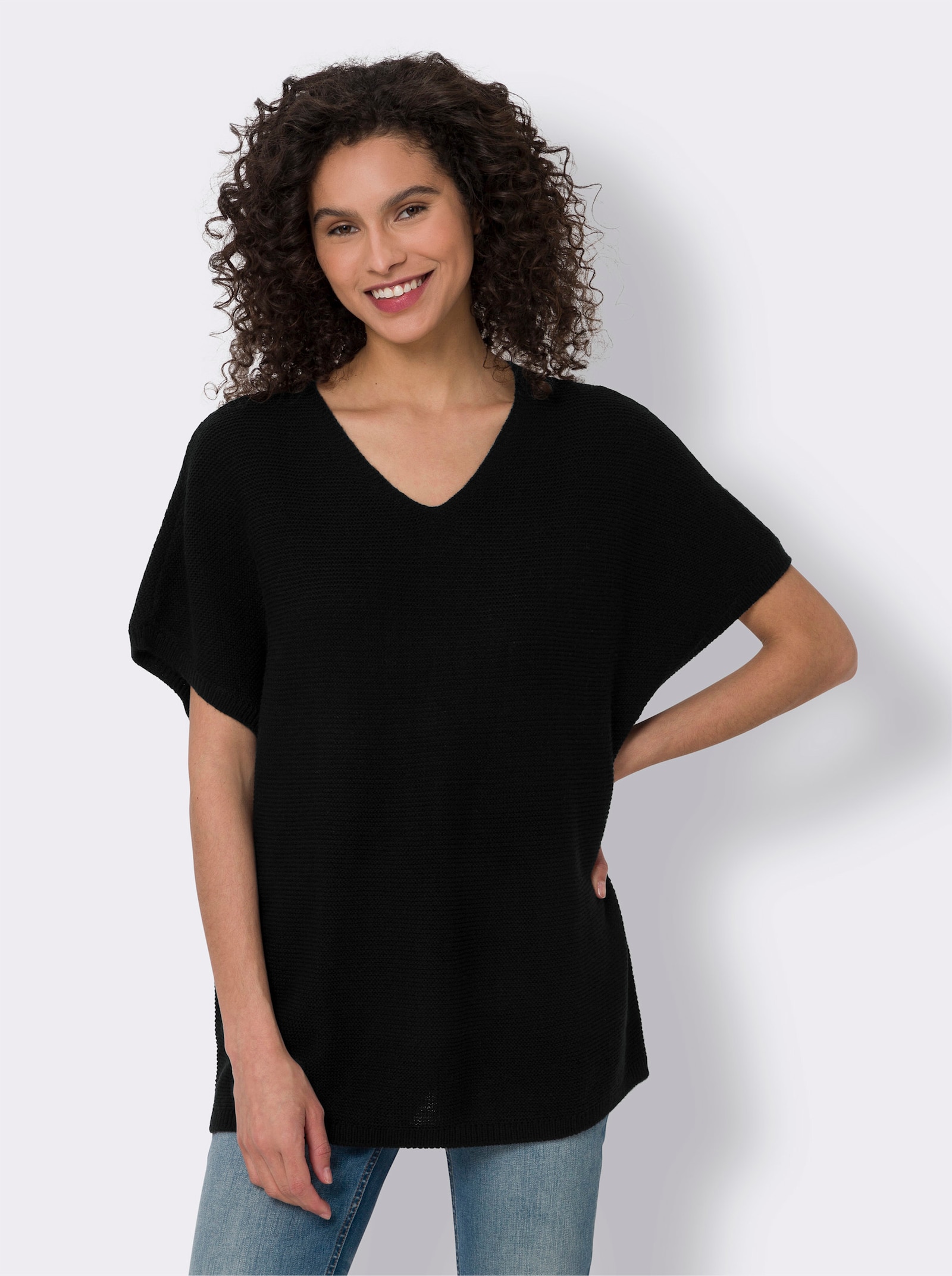 heine Longpullunder im Linksstrick - schwarz