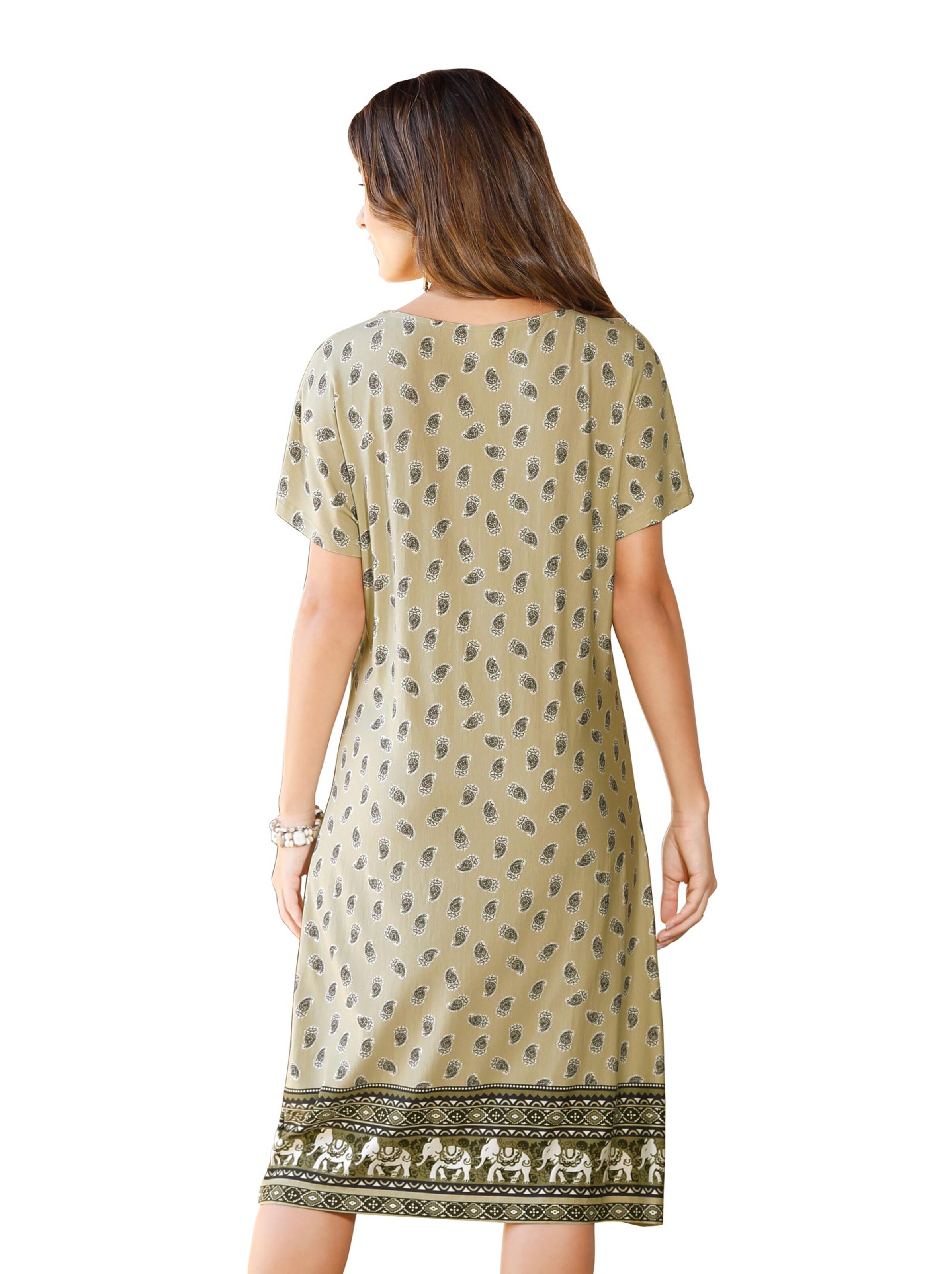 Jersey-Kleid - khaki-bedruckt