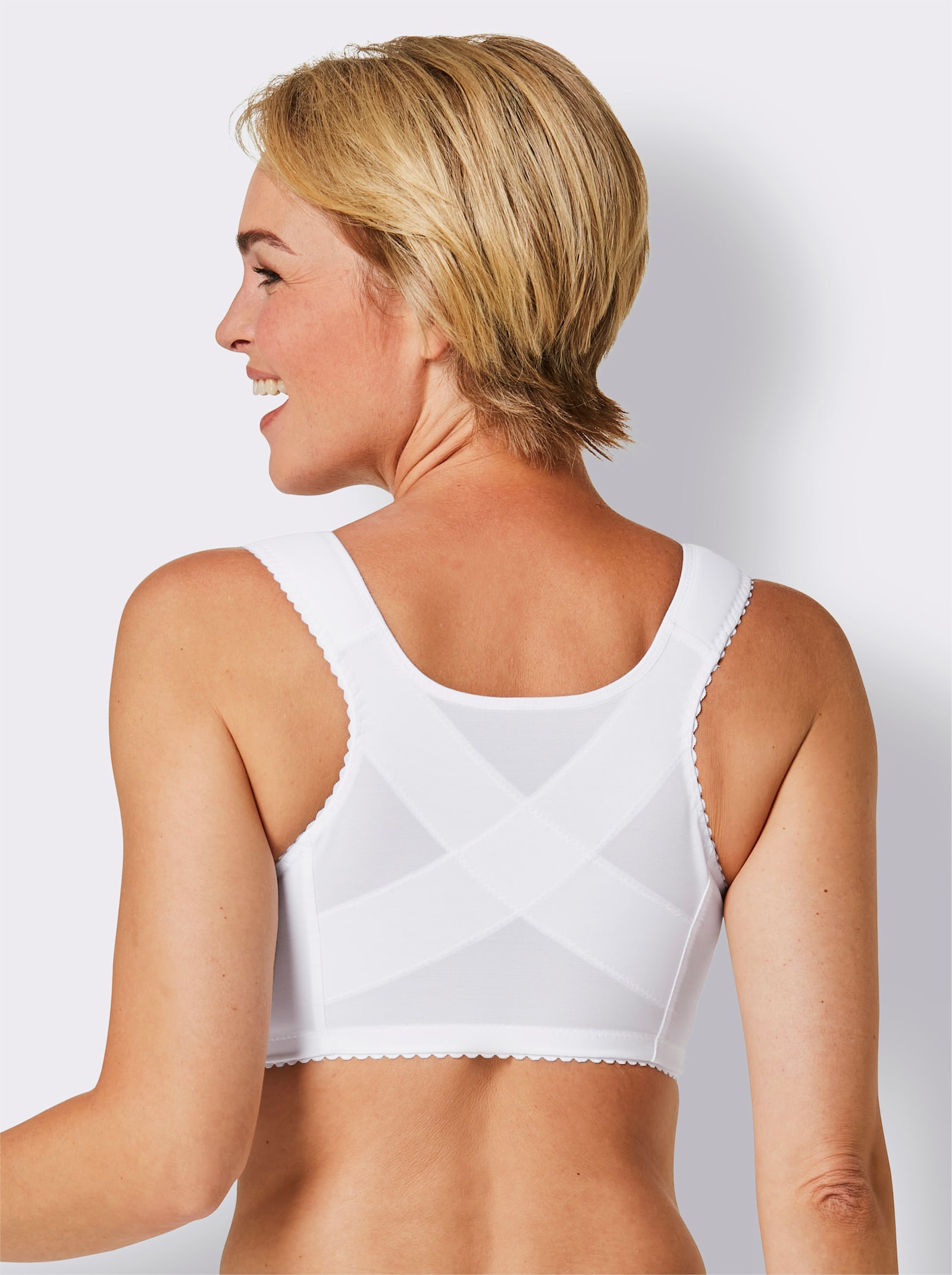 wäschepur Vorderverschluss-BH ohne Bügel mit wattierten Trägern - weiss