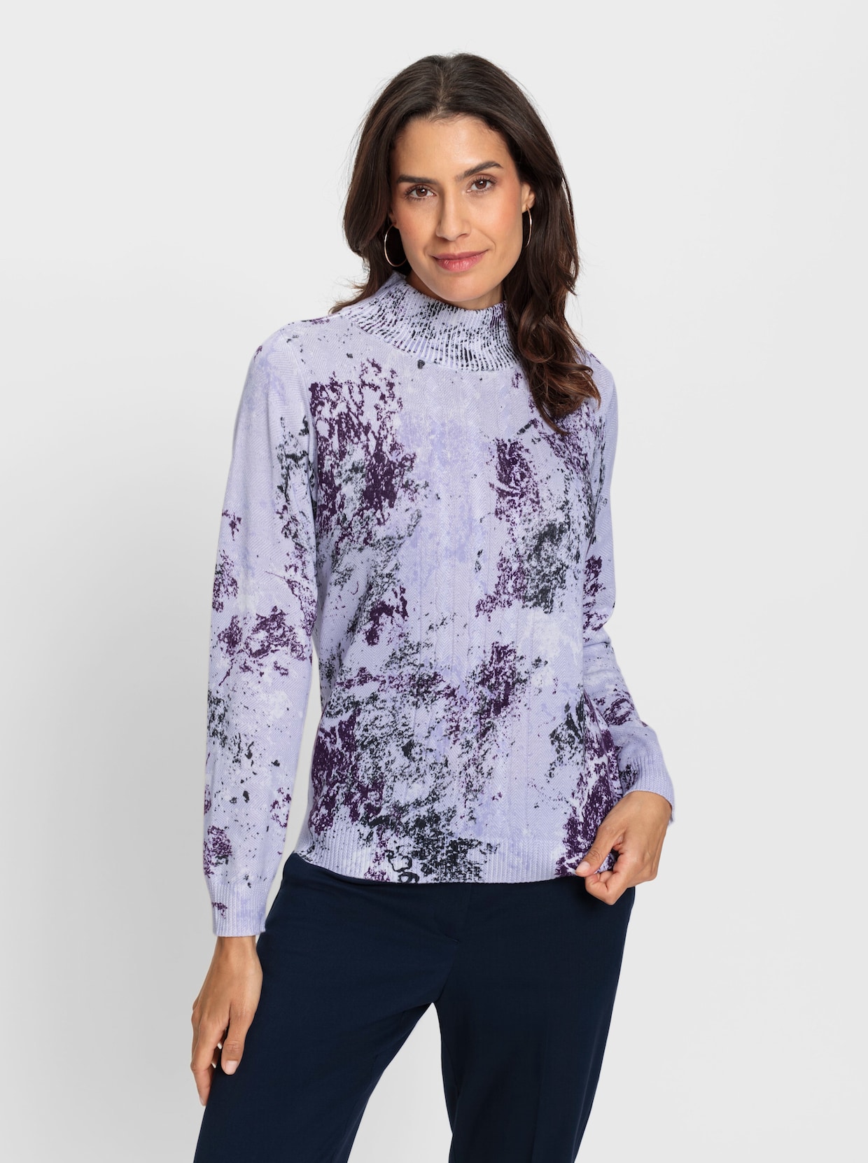 Pullover - lila geprint