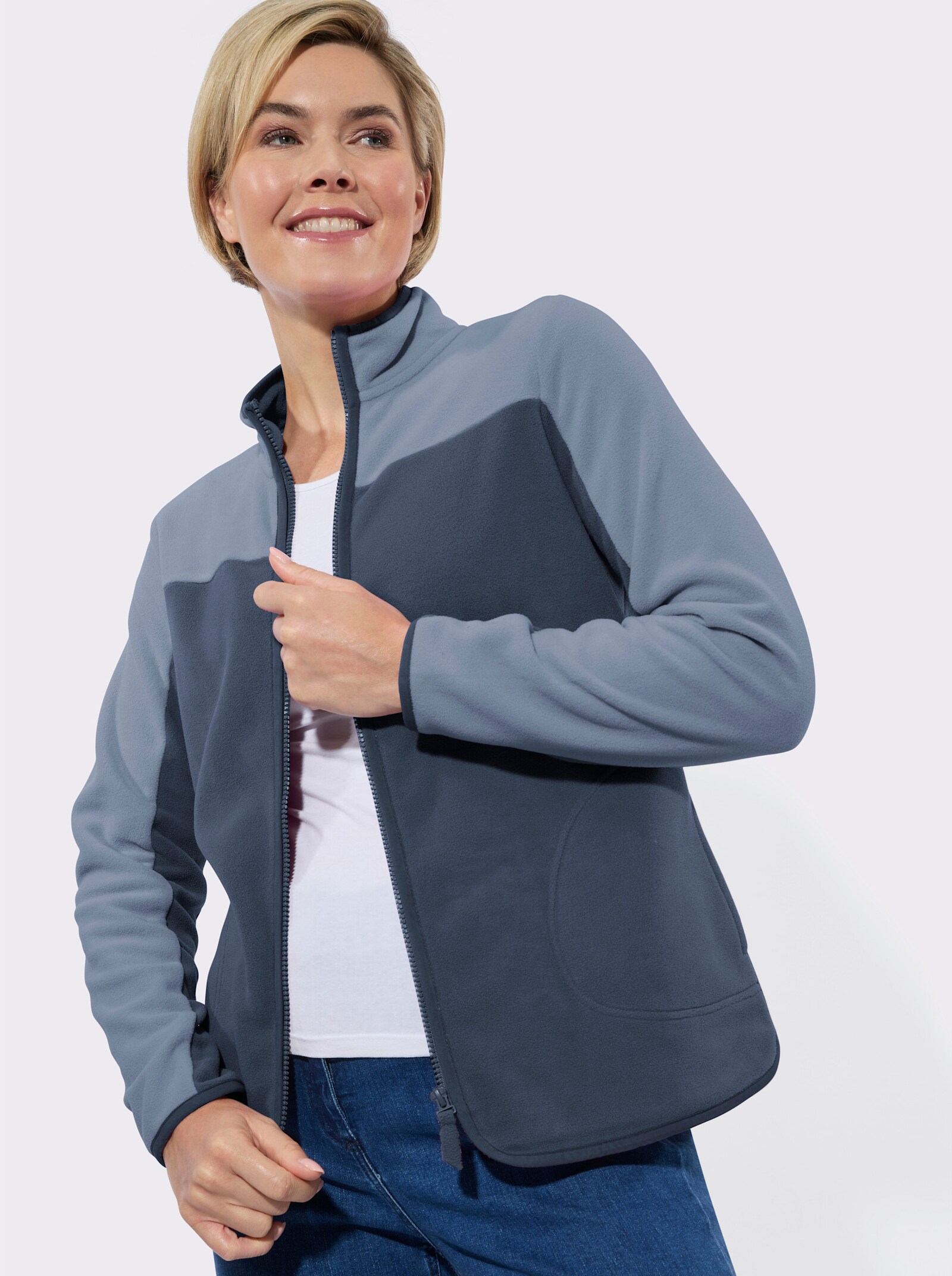 Fleecejacke mit Antipilling-Ausrüstung - rauchblau