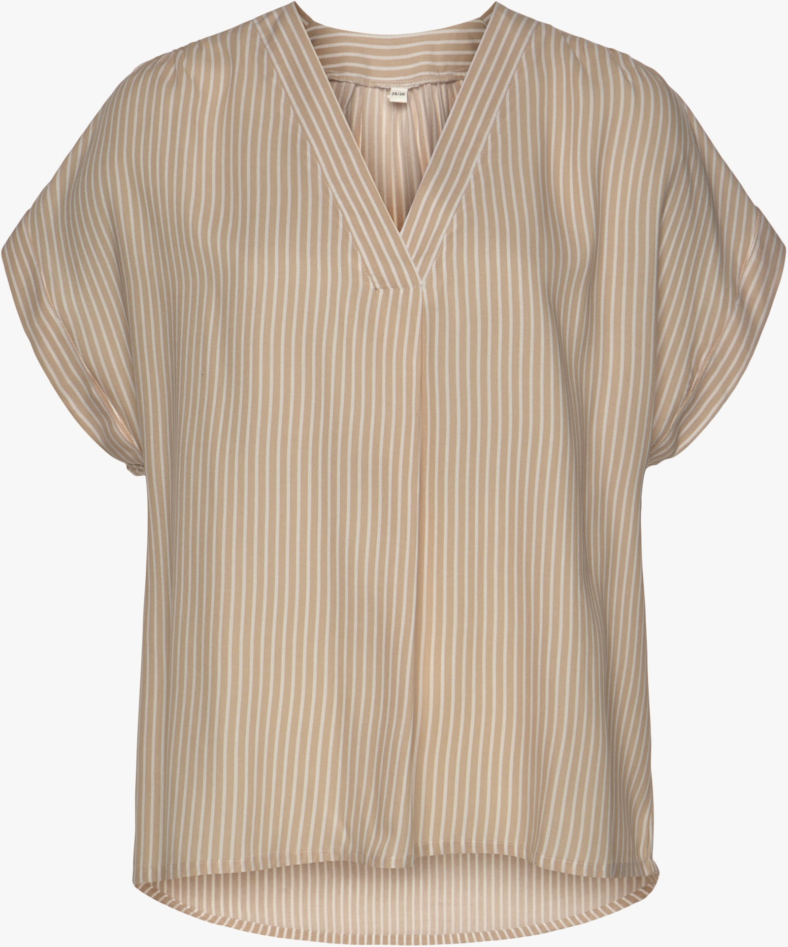 Vivance Kurzarmbluse - sand-weiß-gestreift