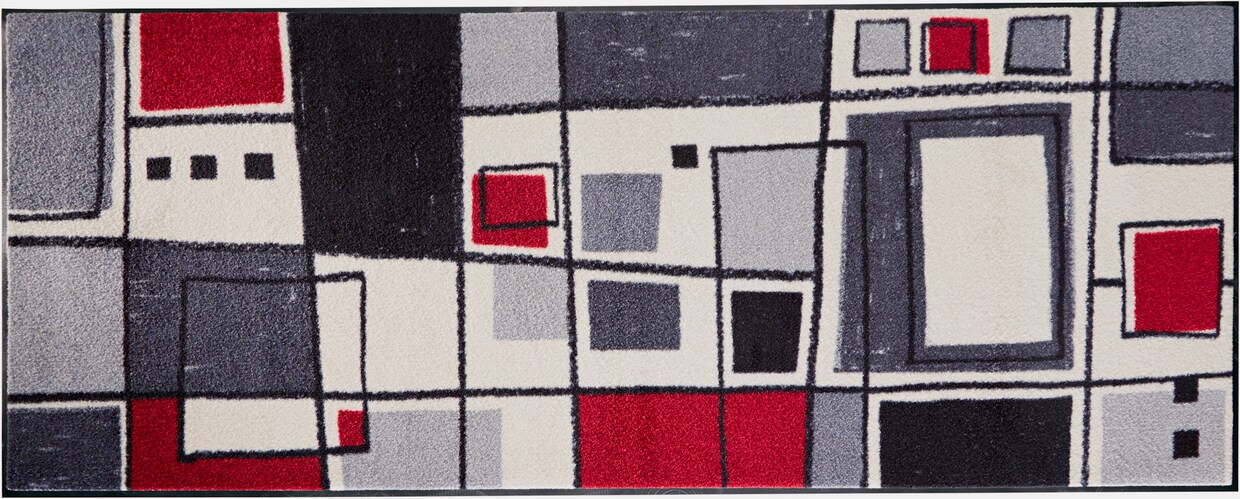 wash&dry Voetmat - grijs/rood