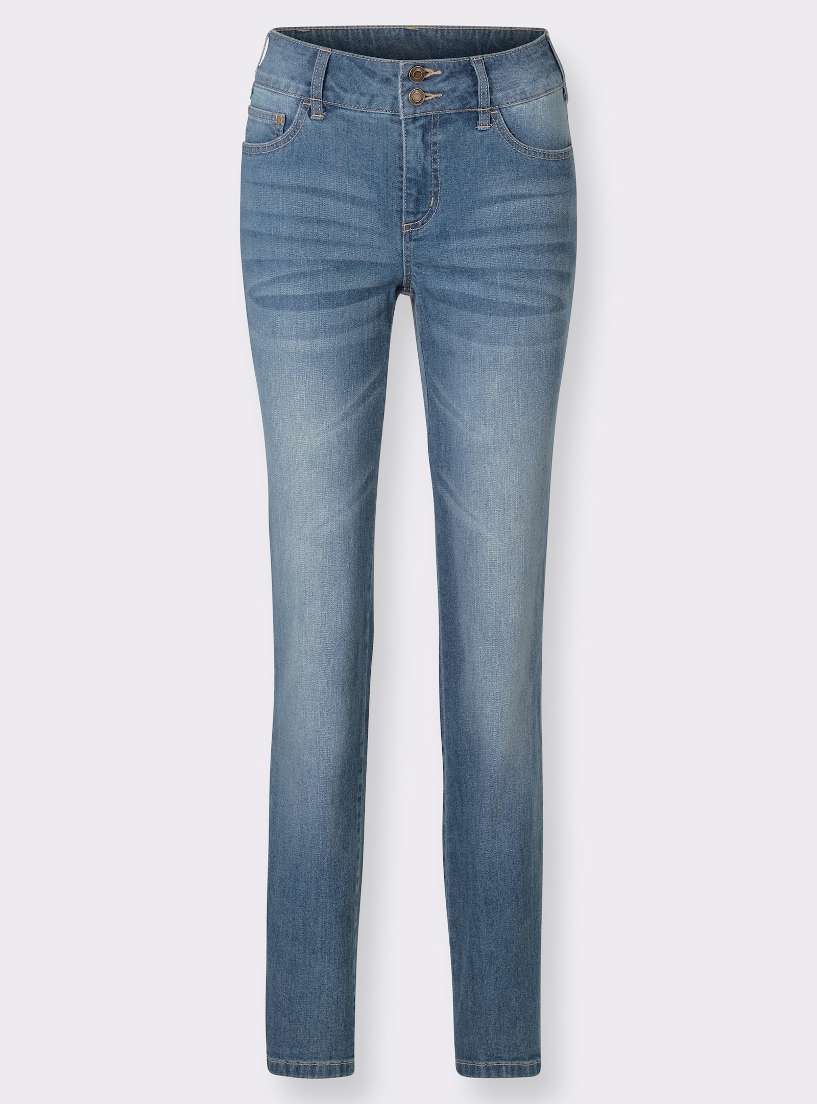 Jeans mit Nieten an den Taschen - blue-stone-washed
