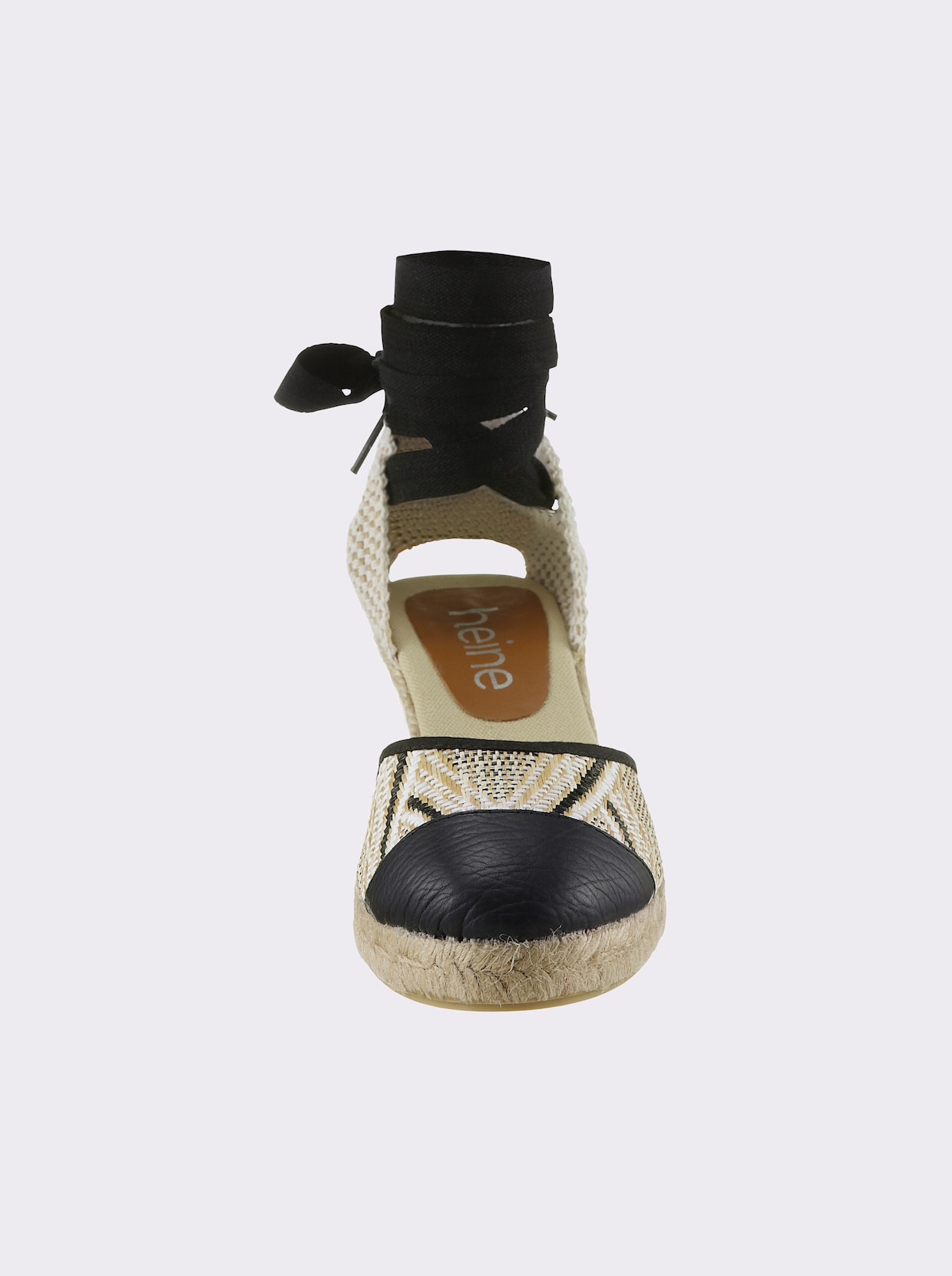 heine Sandaaltjes met sleehak - beige/zwart