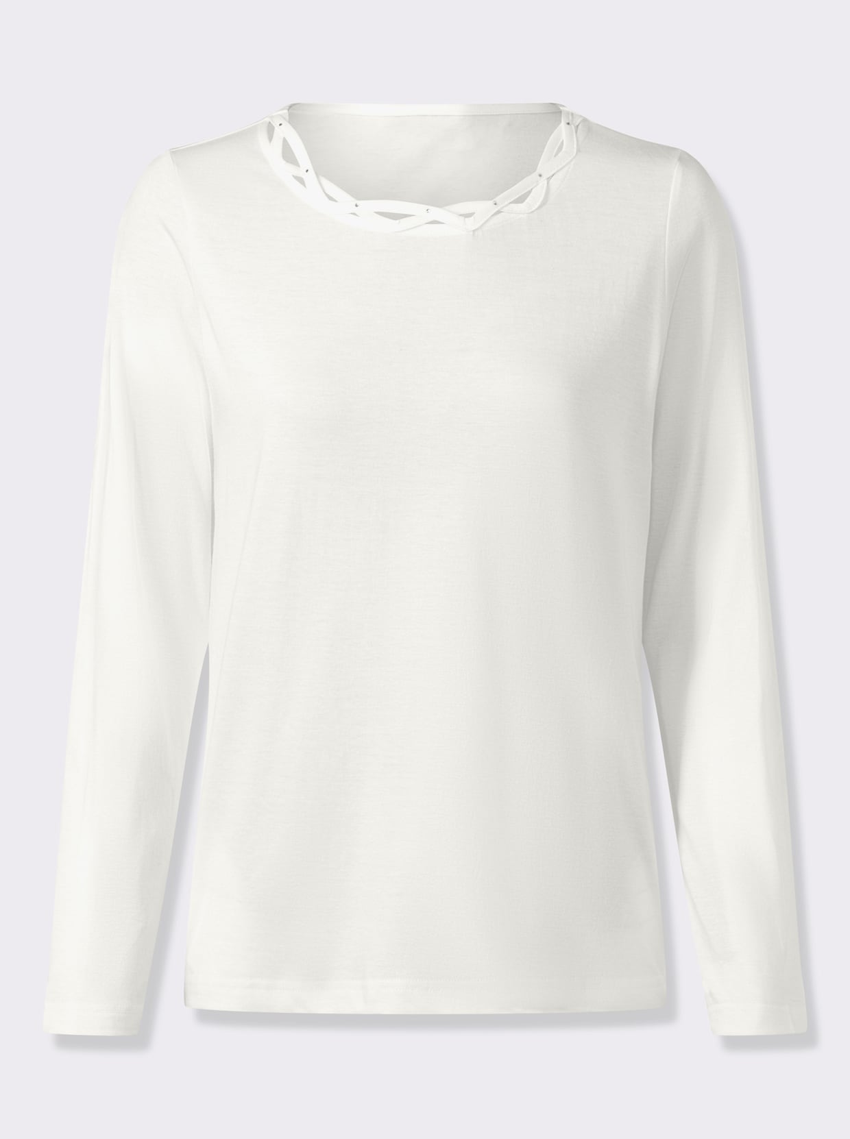 Langarmshirt mit Glitzersteinchen - ecru
