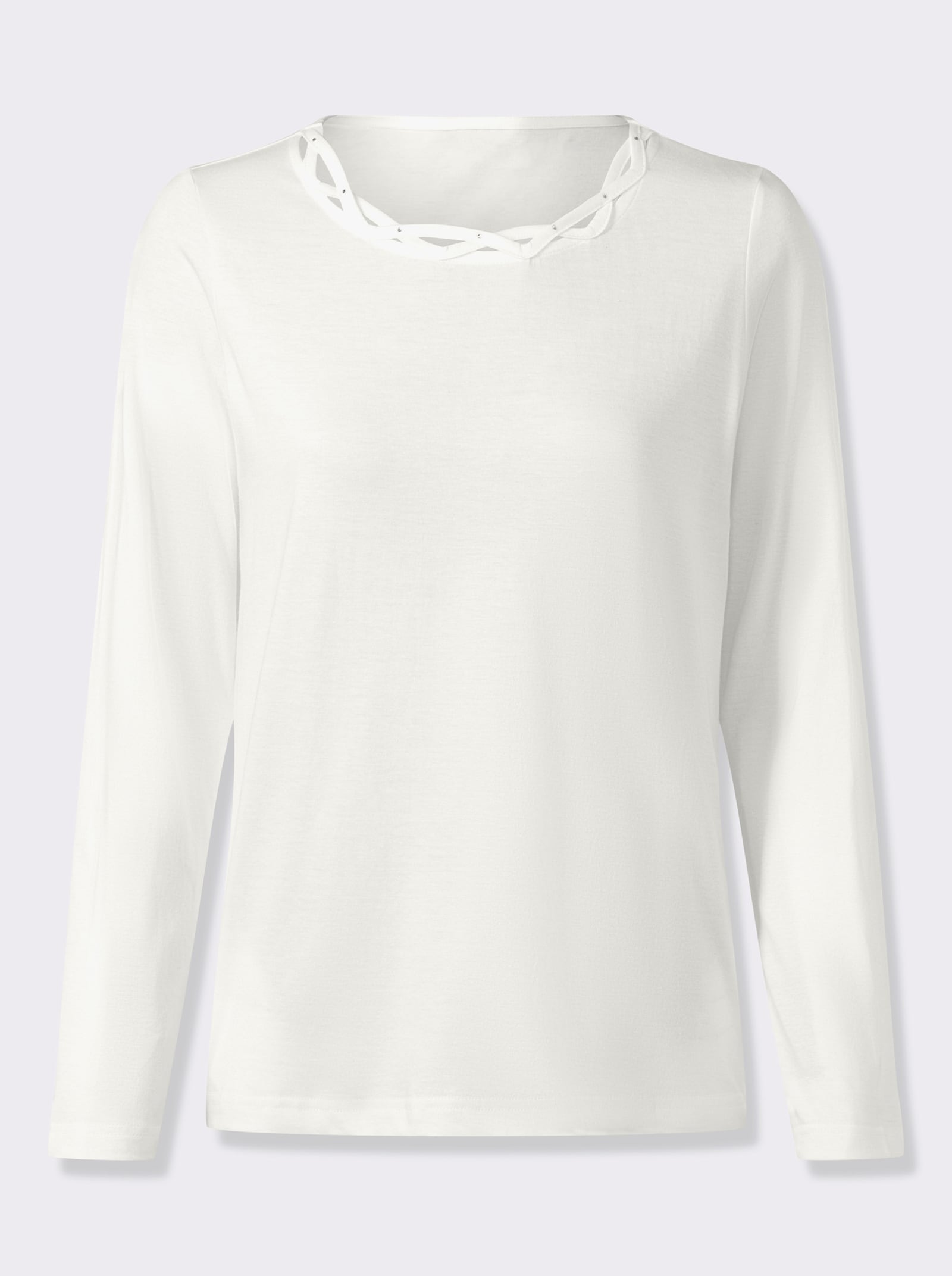 Langarmshirt mit Glitzersteinchen - ecru
