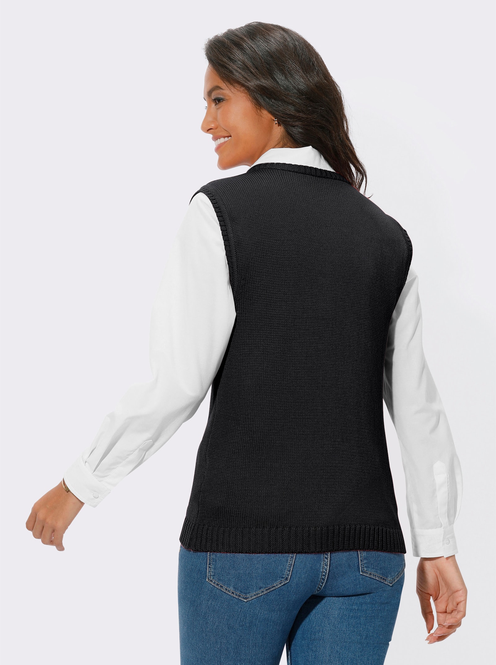 Strickweste mit Reissverschluss - schwarz