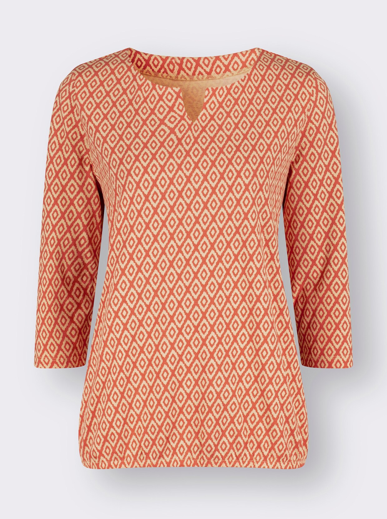 Shirt met 3/4-mouw - terra/apricot geprint