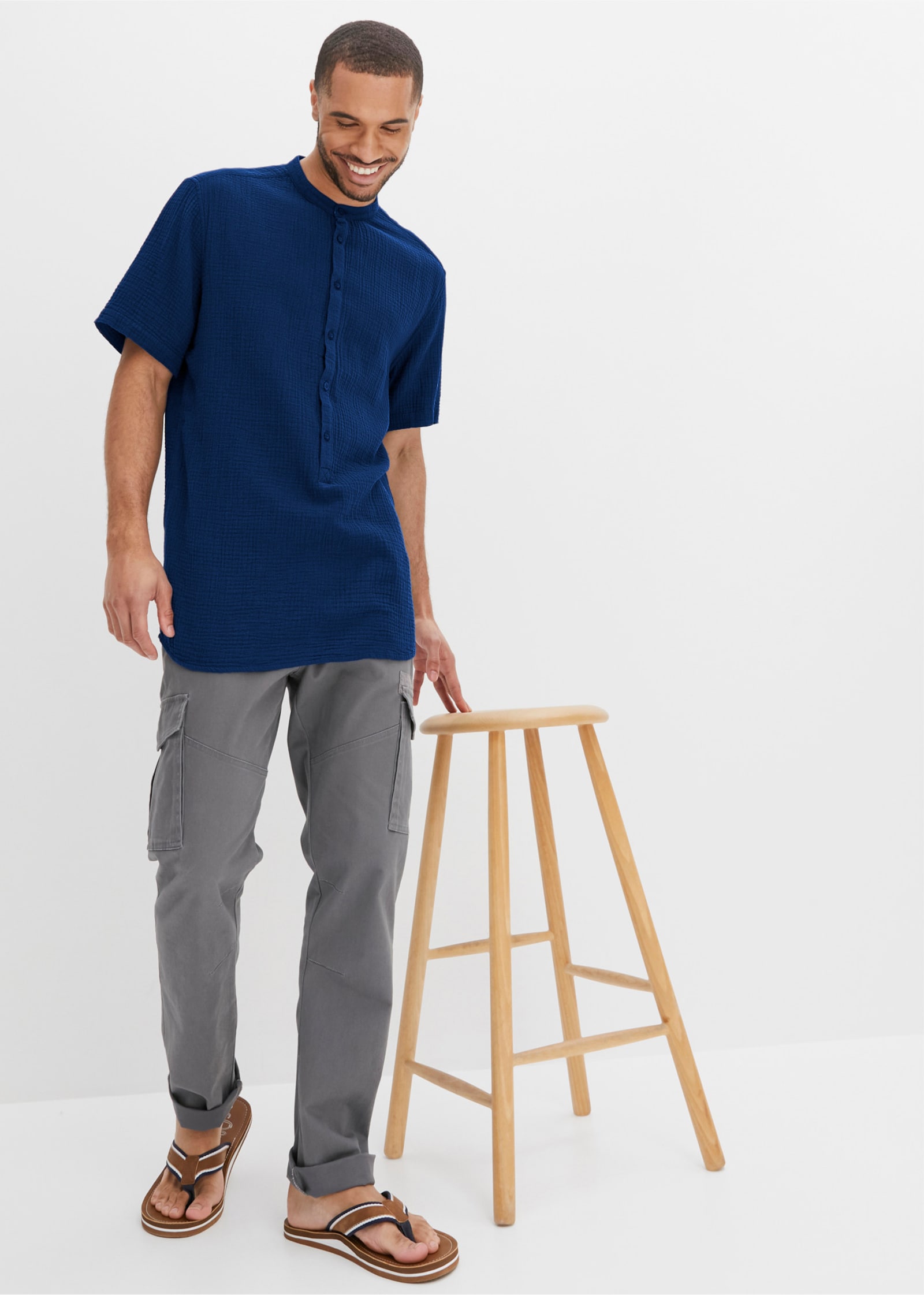 Catamaran Kurzarmhemd in Musselin-Qualität - dunkelblau