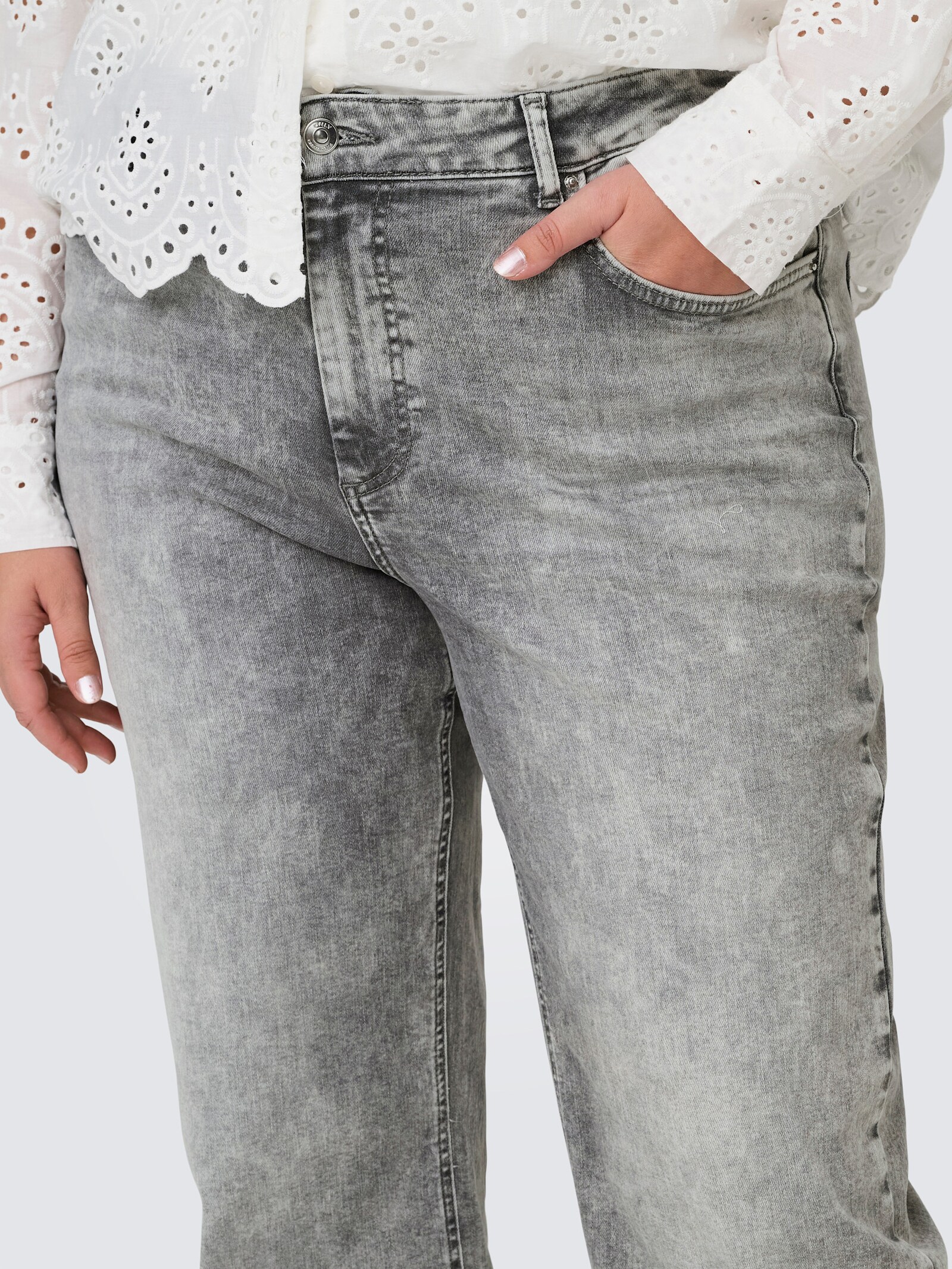 High-waist-Jeans - grey denim