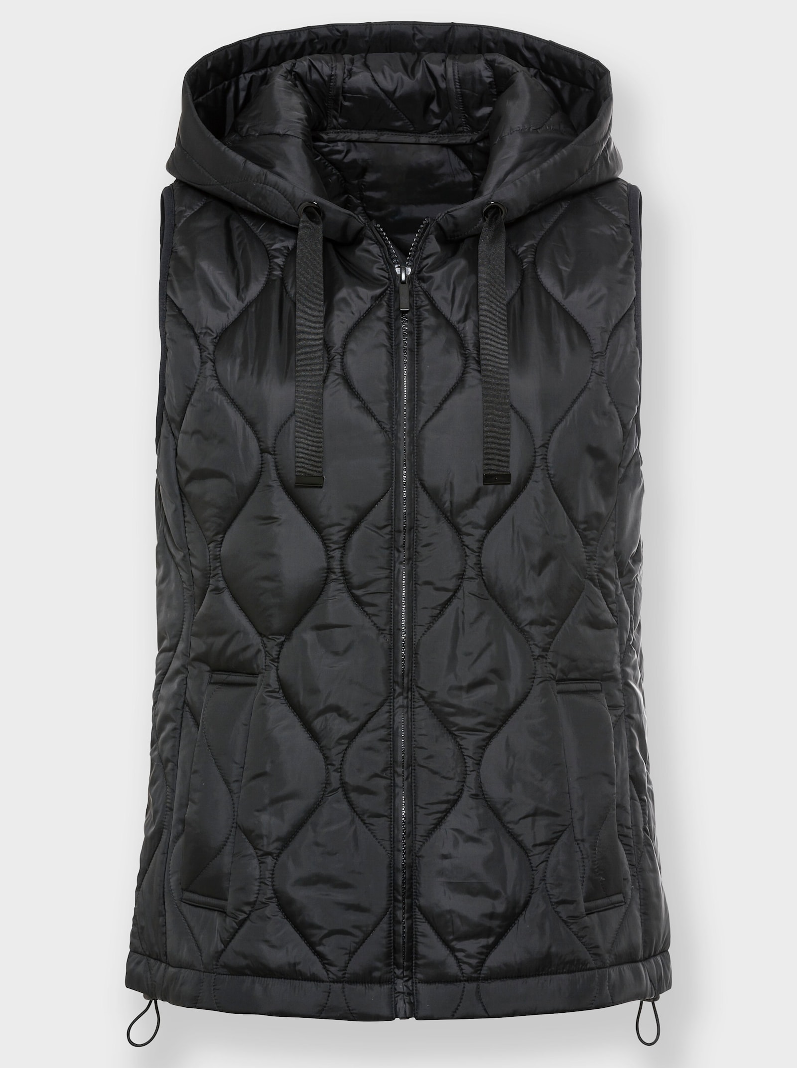 heine Kurzmantel mit Steppweste, einzeln tragbar - schwarz-weiß-gemustert